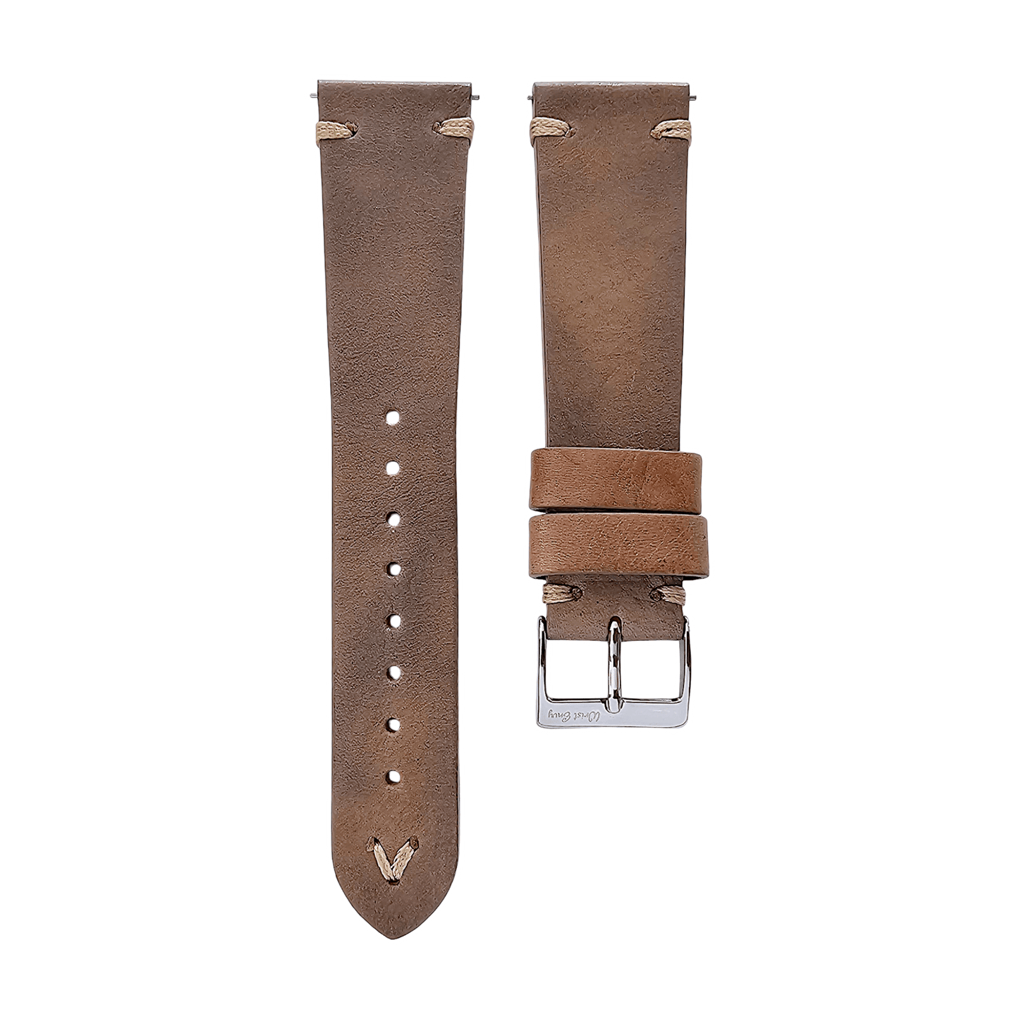 Simple Handmade Italian Leather Watch Strap Dusty Brown 20mm 22mm - Wrist Envy