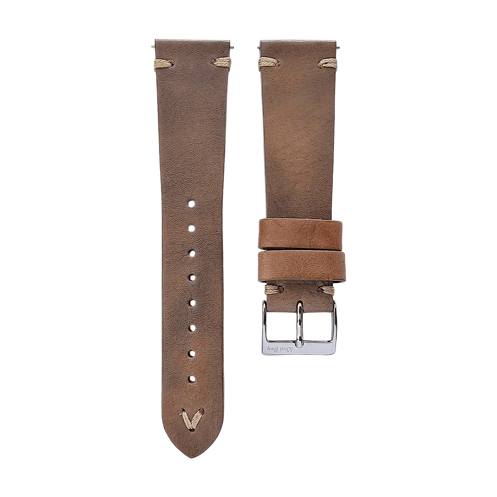 Simple Handmade Italian Leather Watch Strap Dusty Brown 20mm 22mm - Wrist Envy