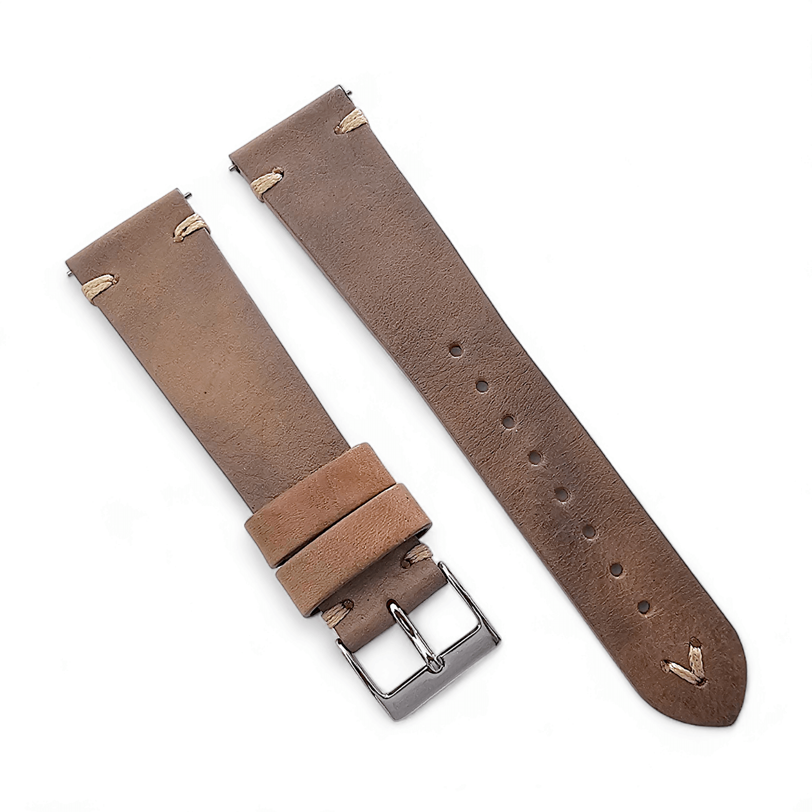 Simple Handmade Italian Leather Watch Strap Dusty Brown 20mm 22mm - Wrist Envy