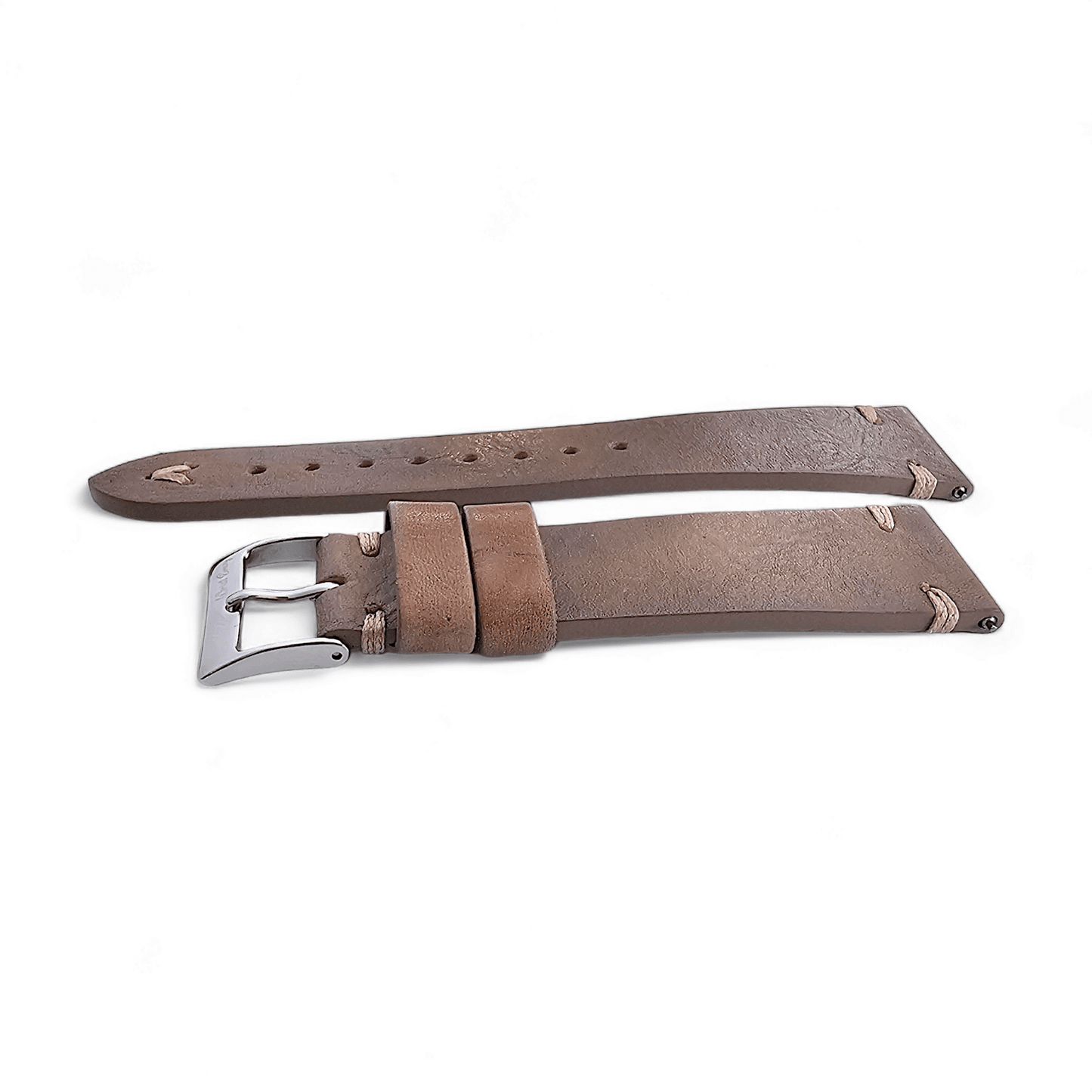 Simple Handmade Italian Leather Watch Strap Dusty Brown 20mm 22mm - Wrist Envy