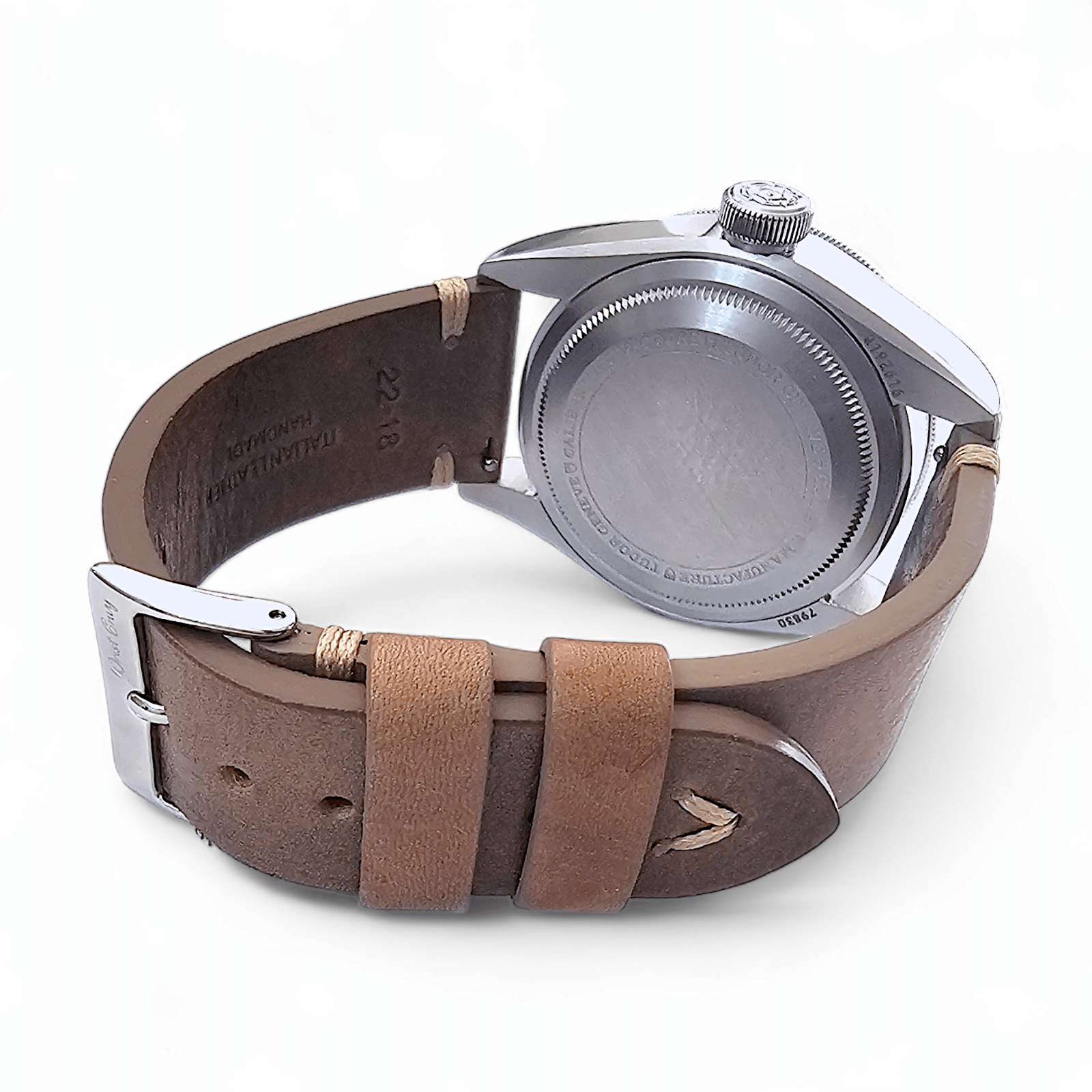 Simple Handmade Italian Leather Watch Strap Dusty Brown 20mm 22mm - Wrist Envy