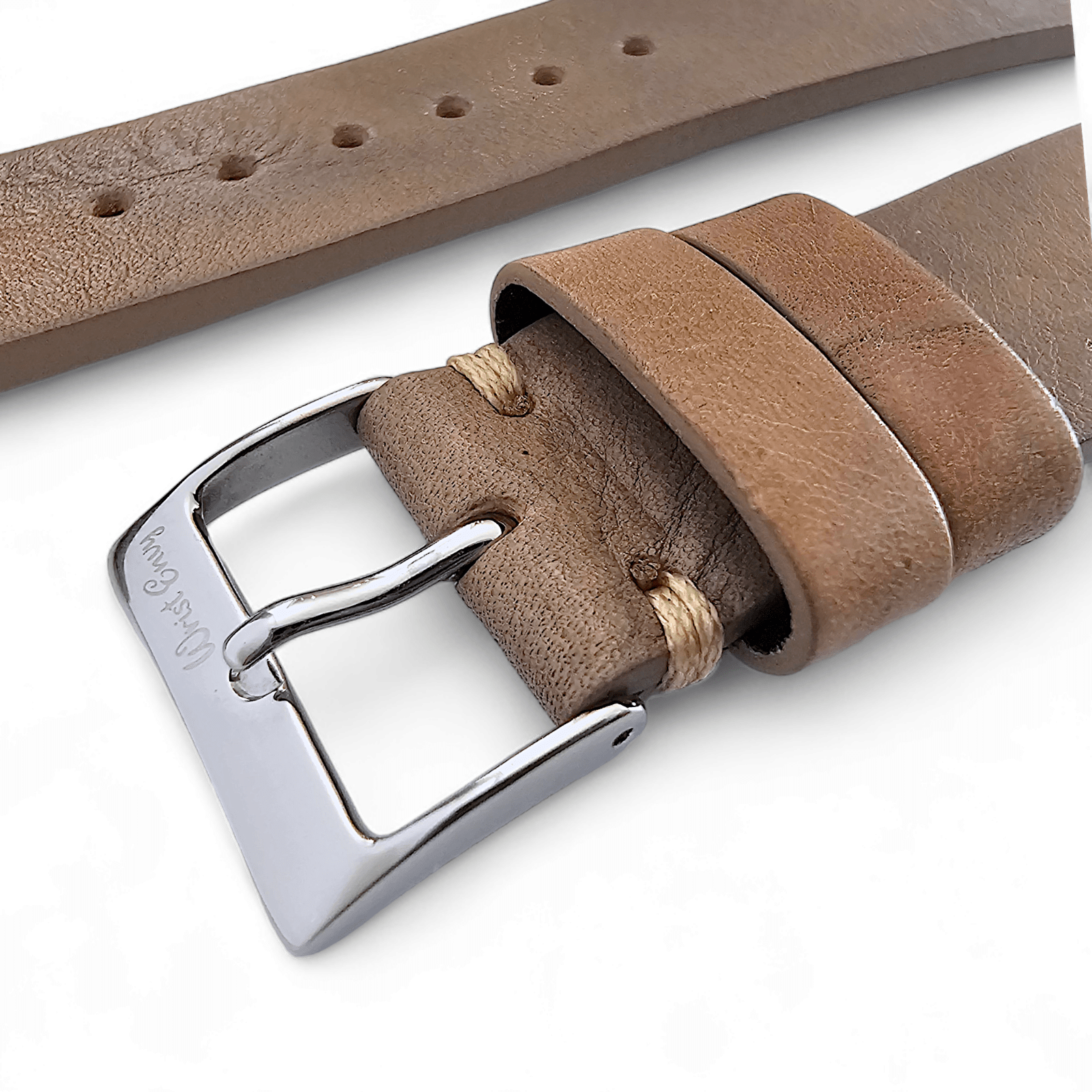 Simple Handmade Italian Leather Watch Strap Dusty Brown 20mm 22mm - Wrist Envy