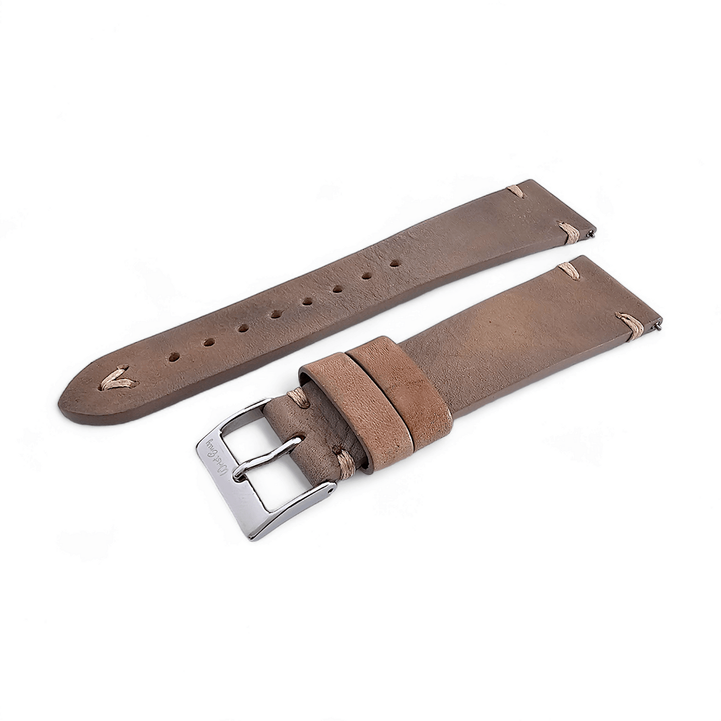 Simple Handmade Italian Leather Watch Strap Dusty Brown 20mm 22mm - Wrist Envy