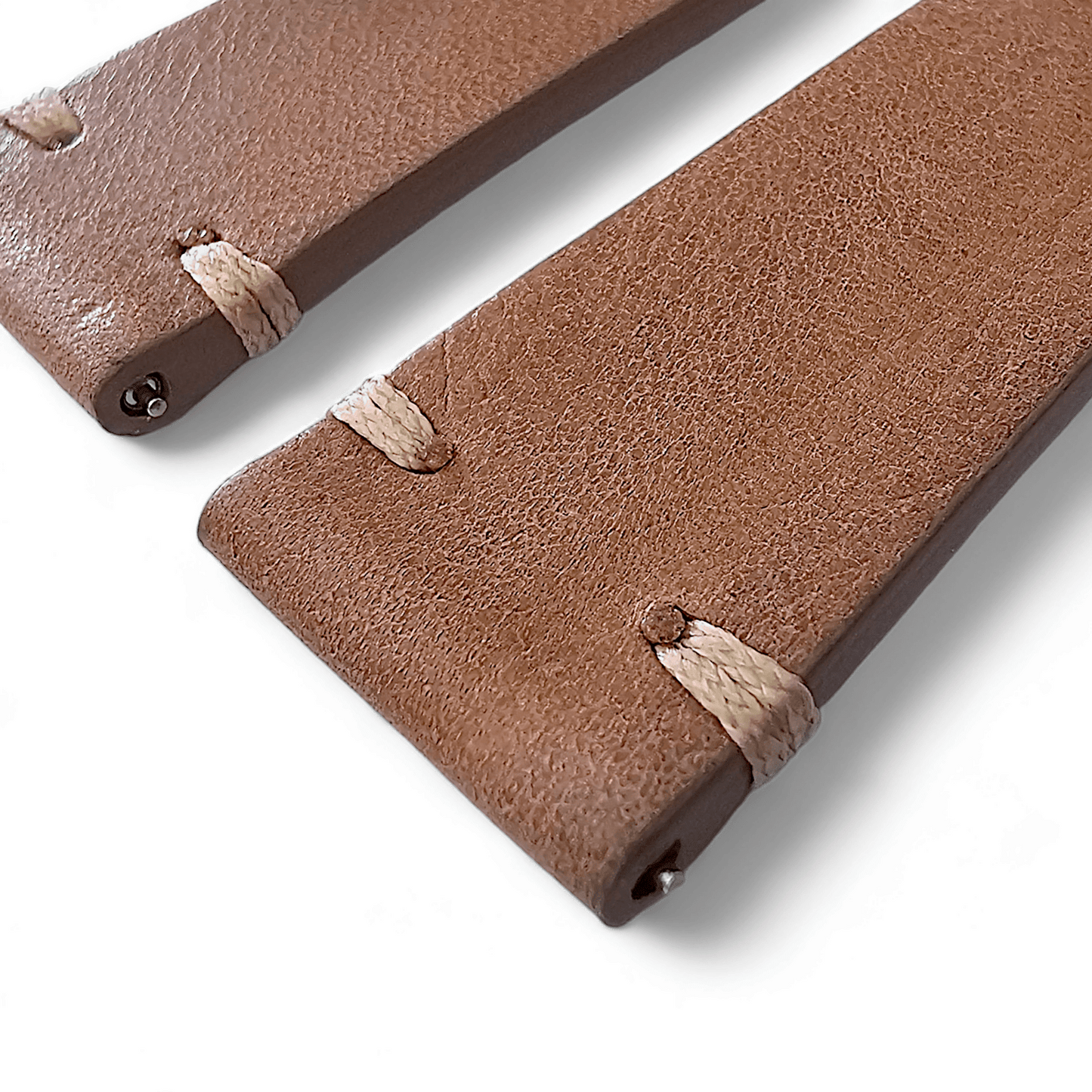 Simple Handmade Italian Leather Watch Strap Light Brown 20mm 22mm - Wrist Envy