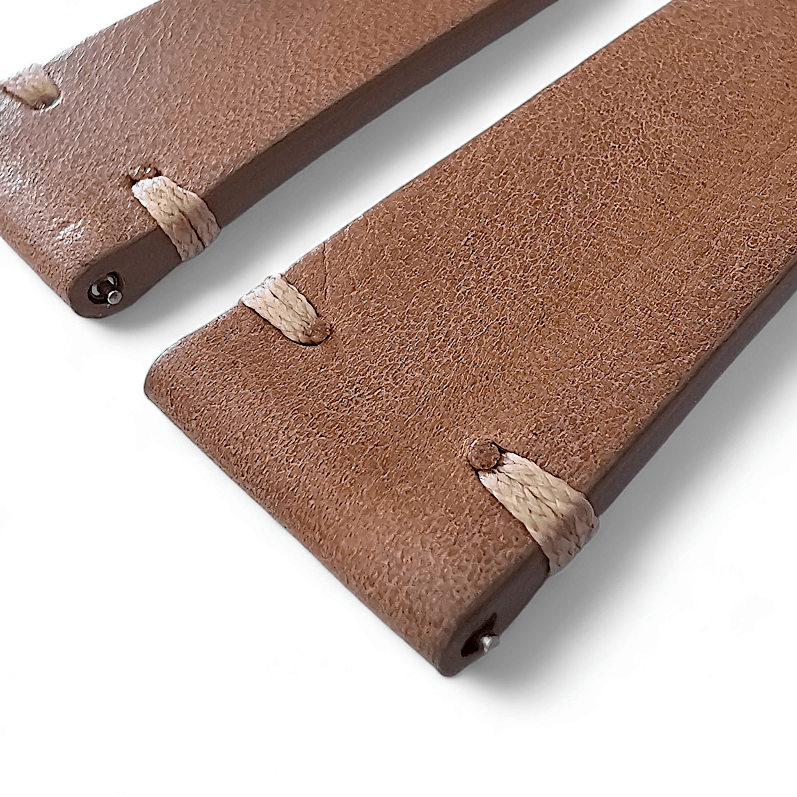 Simple Handmade Italian Leather Watch Strap Light Brown 20mm 22mm - Wrist Envy