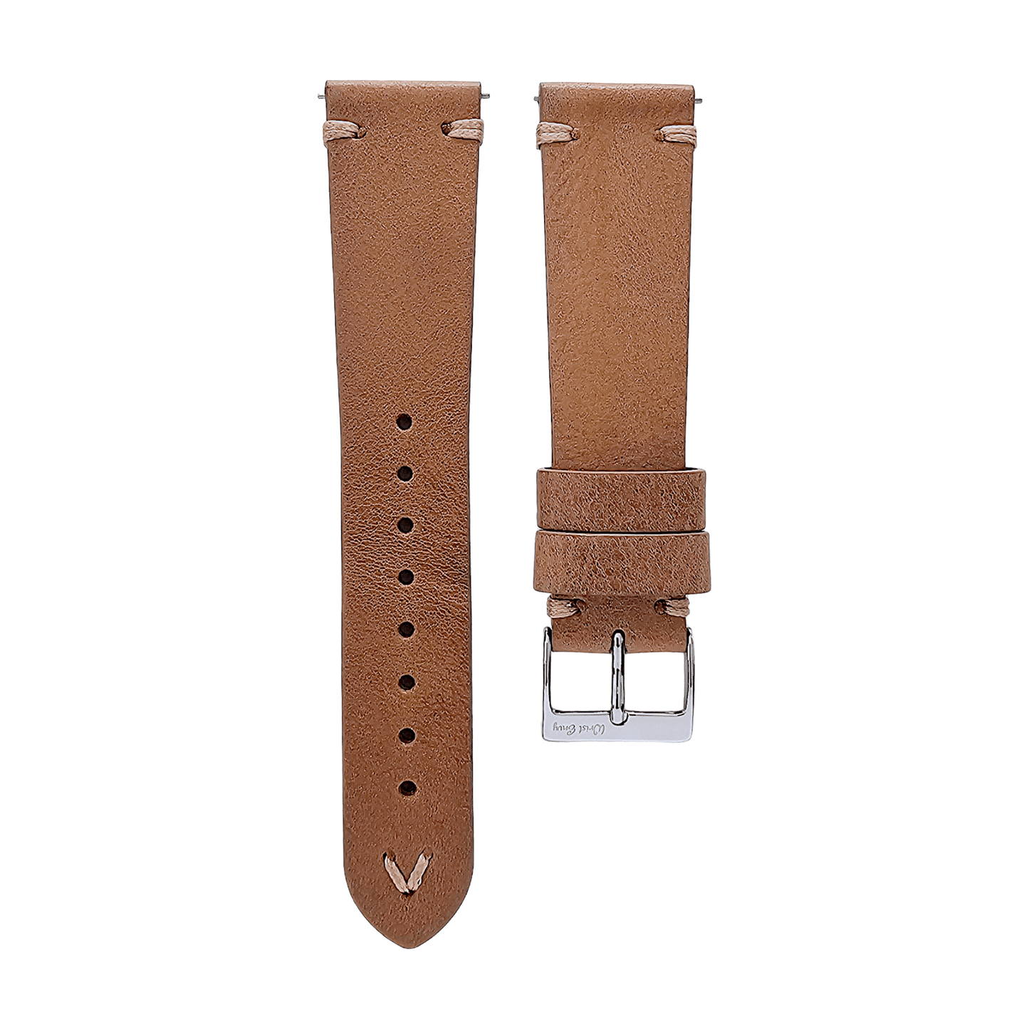Simple Handmade Italian Leather Watch Strap Light Brown 20mm 22mm - Wrist Envy