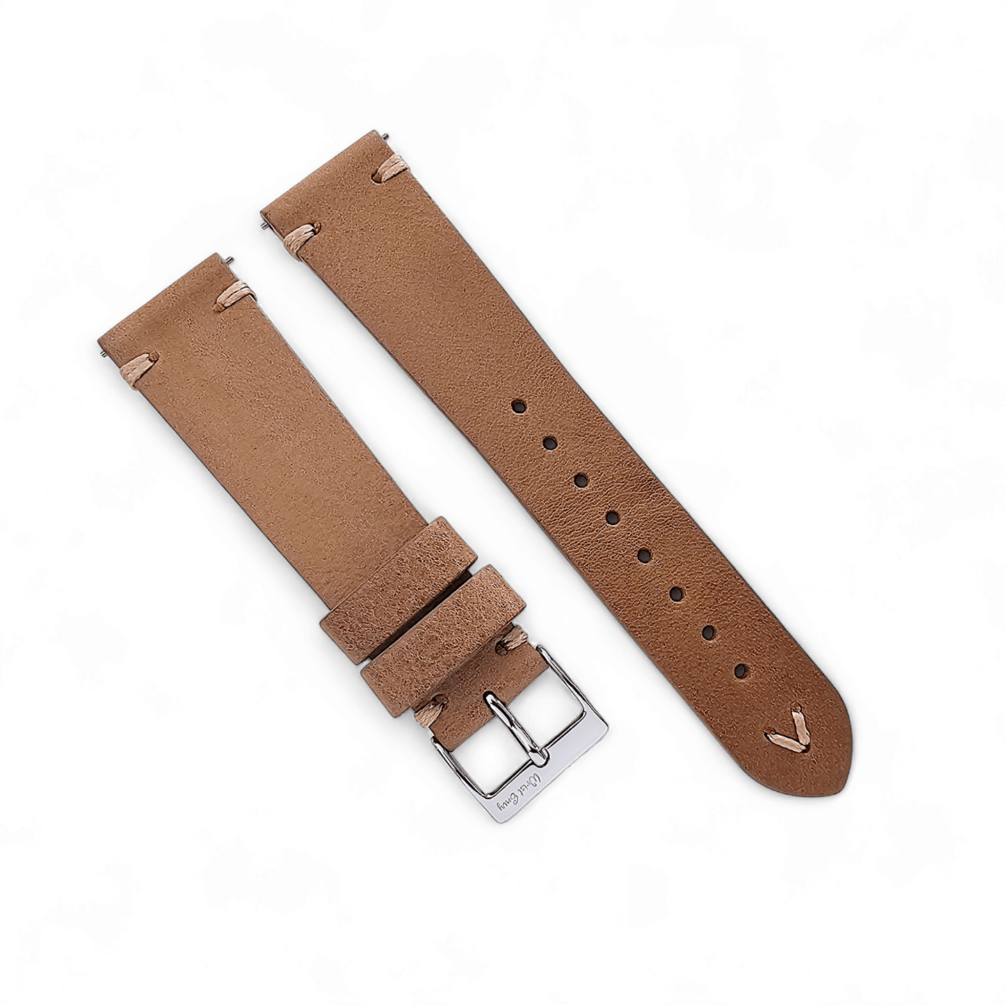 Simple Handmade Italian Leather Watch Strap Light Brown 20mm 22mm - Wrist Envy