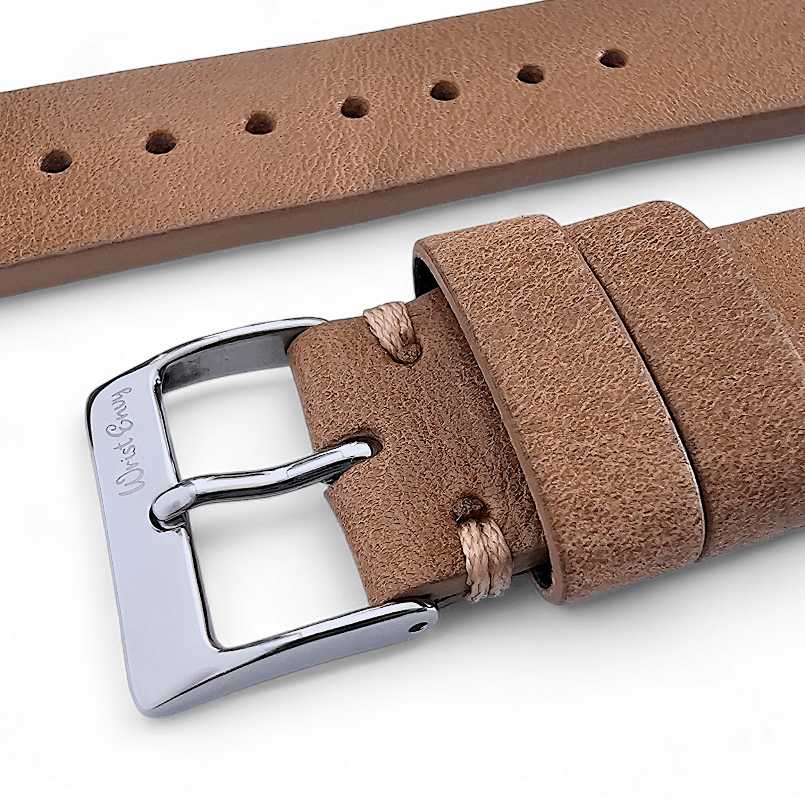 Simple Handmade Italian Leather Watch Strap Light Brown 20mm 22mm - Wrist Envy