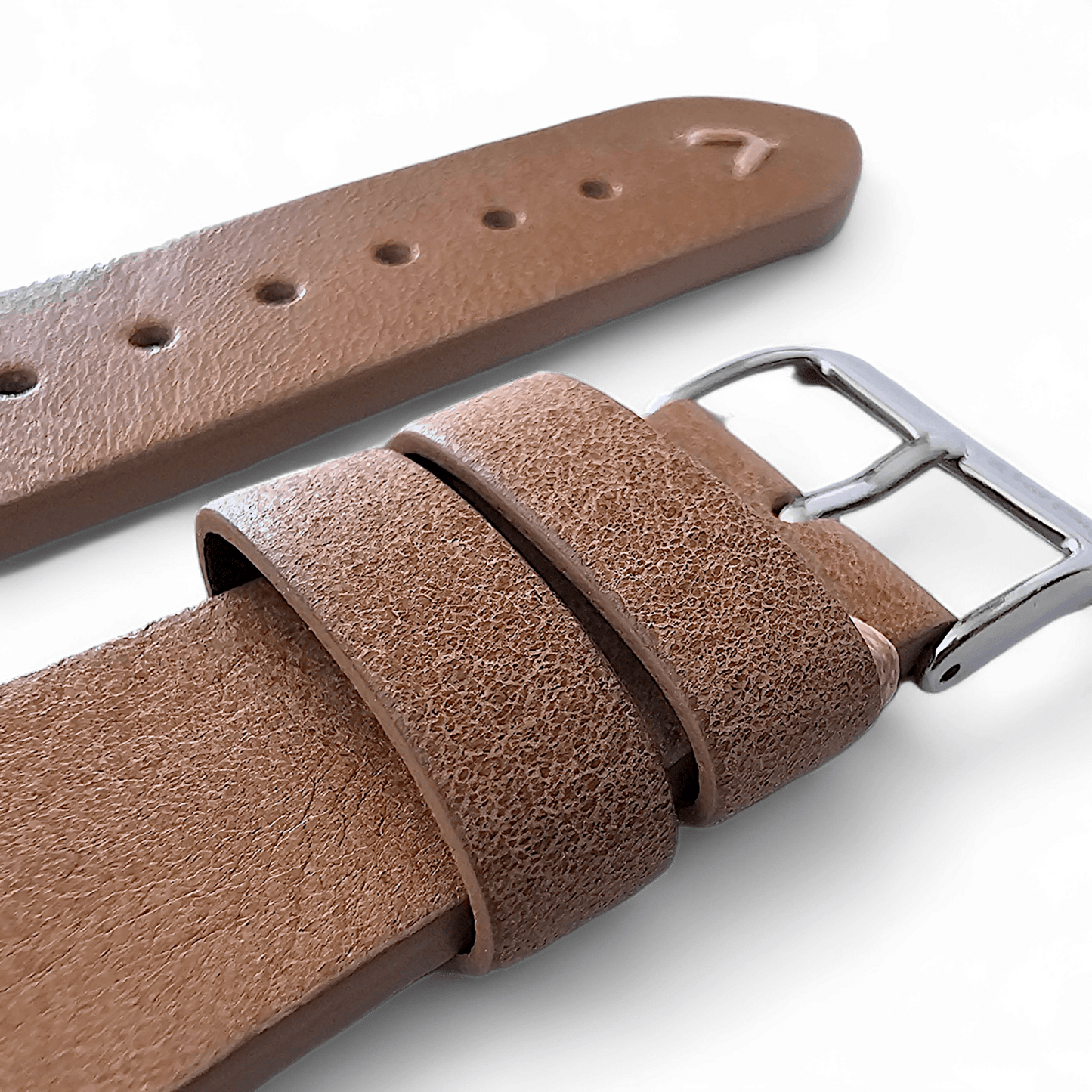 Simple Handmade Italian Leather Watch Strap Light Brown 20mm 22mm - Wrist Envy