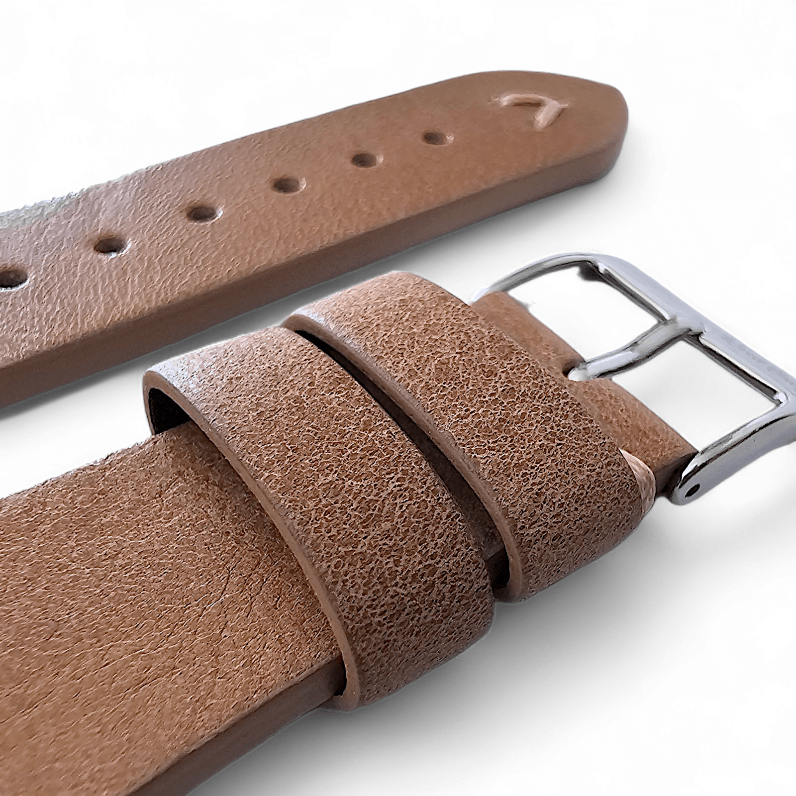 Simple Handmade Italian Leather Watch Strap Light Brown 20mm 22mm - Wrist Envy