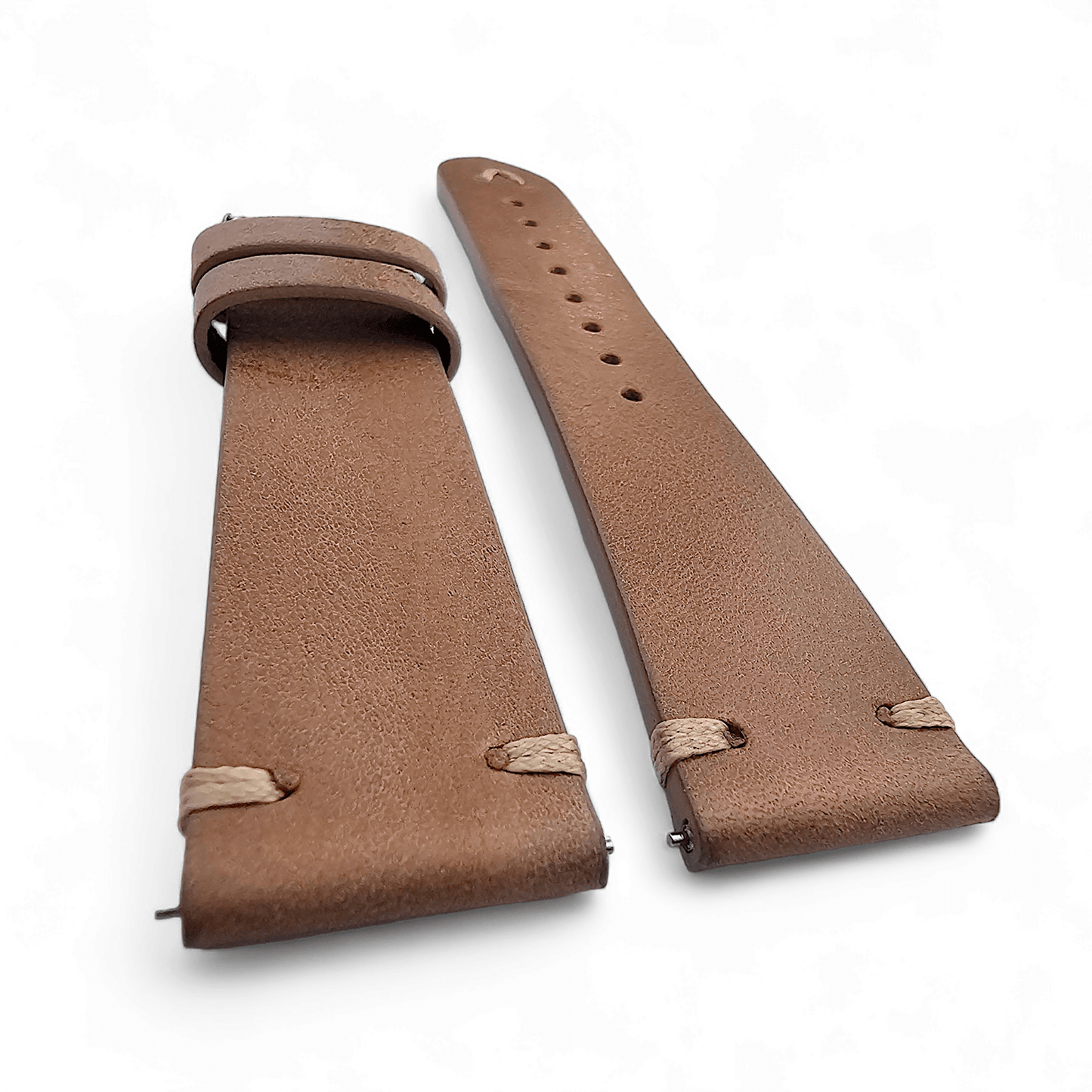 Simple Handmade Italian Leather Watch Strap Light Brown 20mm 22mm - Wrist Envy