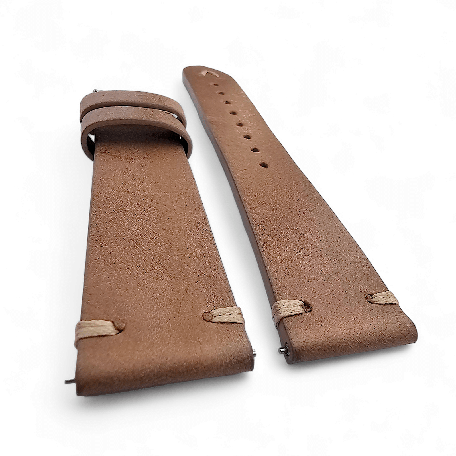 Simple Handmade Italian Leather Watch Strap Light Brown 20mm 22mm - Wrist Envy