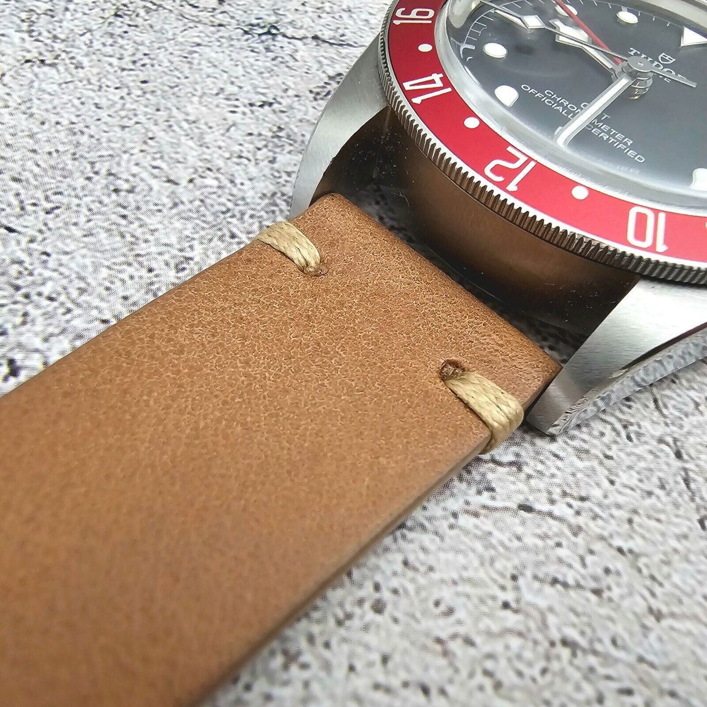 Simple Handmade Italian Leather Watch Strap Light Brown 20mm 22mm - Wrist Envy