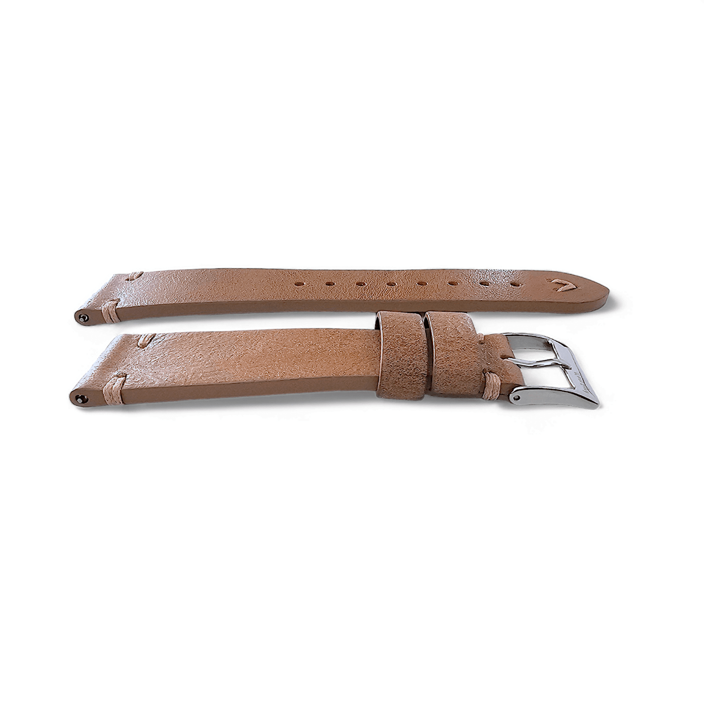 Simple Handmade Italian Leather Watch Strap Light Brown 20mm 22mm - Wrist Envy