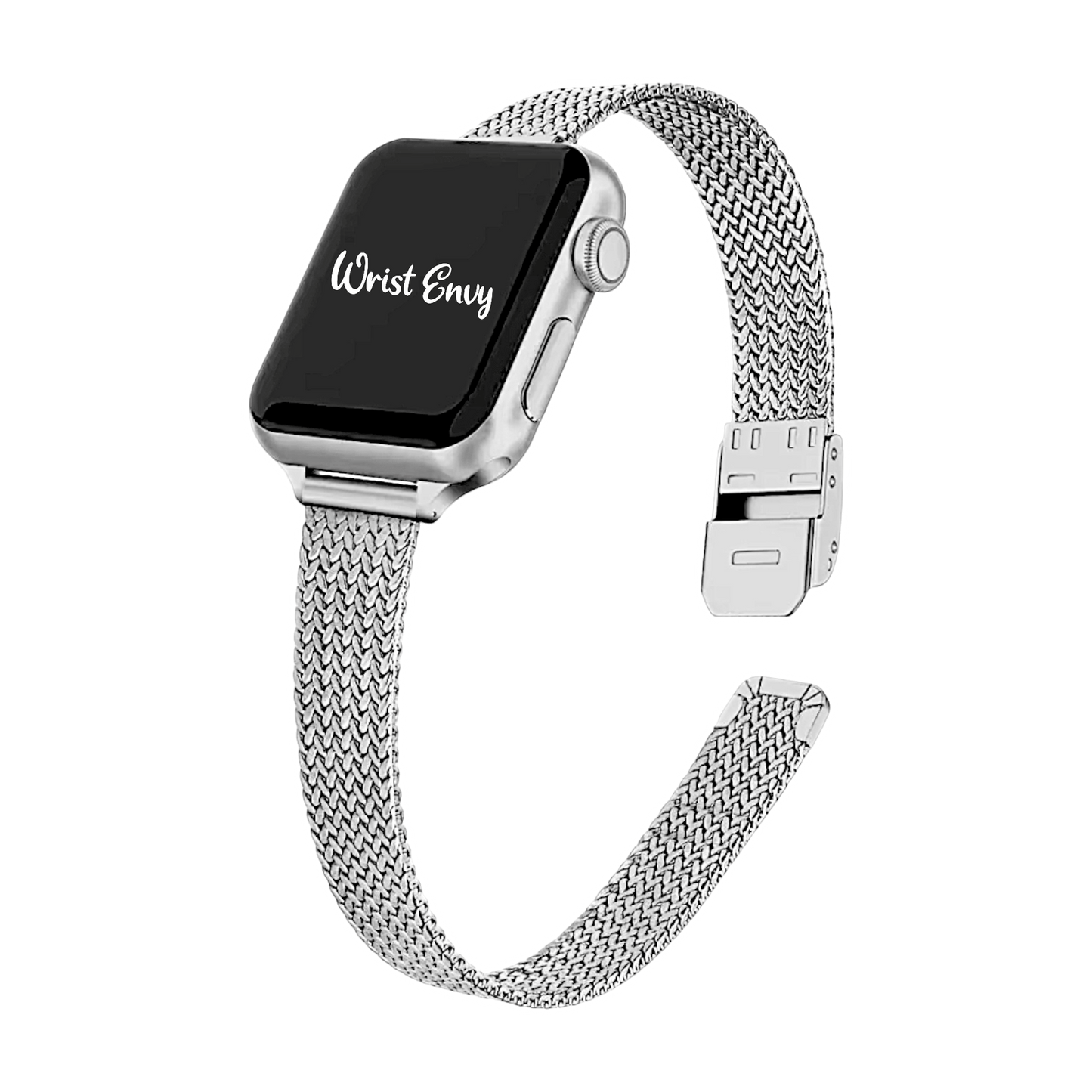 Slim Mesh Stainless Steel Apple Watch Strap Silver - Wrist Envy