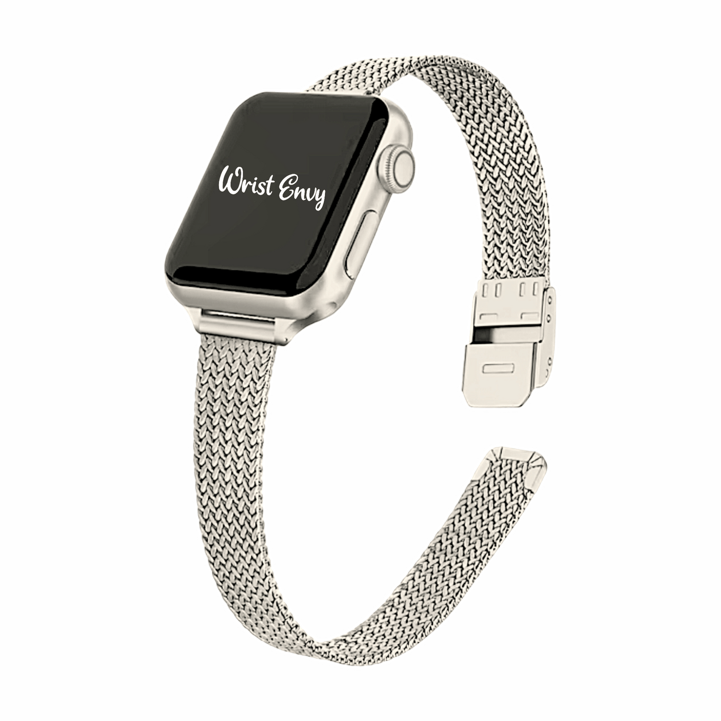 Slim Mesh Stainless Steel Apple Watch Strap Starlight - Wrist Envy