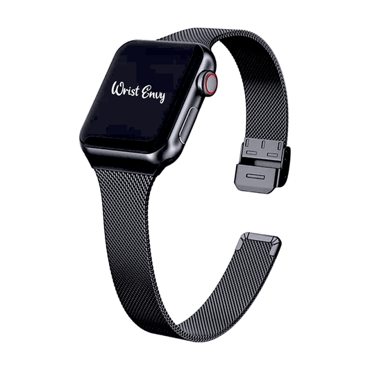 Slim metal milanese Black PVD stainless steel bracelet for Apple Watch - Wrist Envy