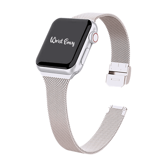 Slim Milanese Mesh Bracelet for Apple Watch Starlight - Wrist Envy