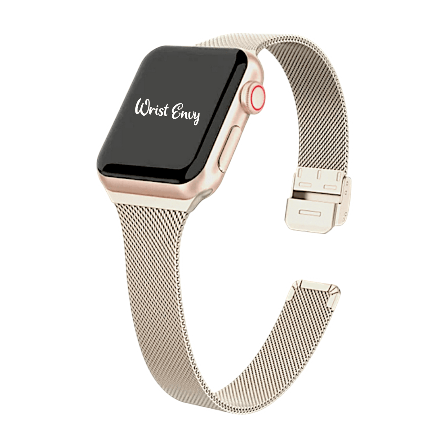 Slim milanese stainless steel bracelet for Apple Watch Champagne Gold Coloured - Wrist Envy