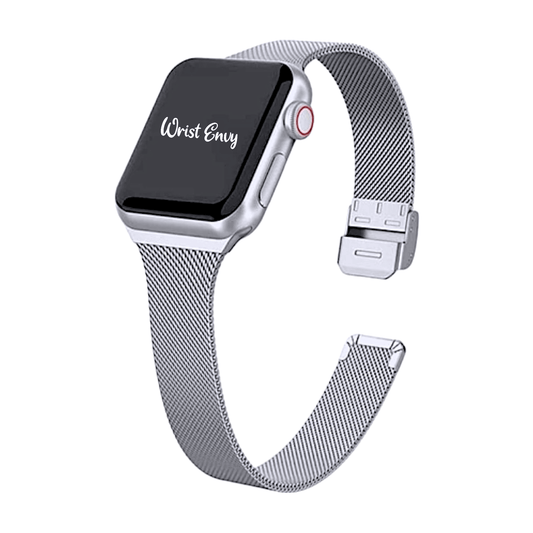Slim milanese stainless steel bracelet for Apple Watch Silver Coloured - Wrist Envy