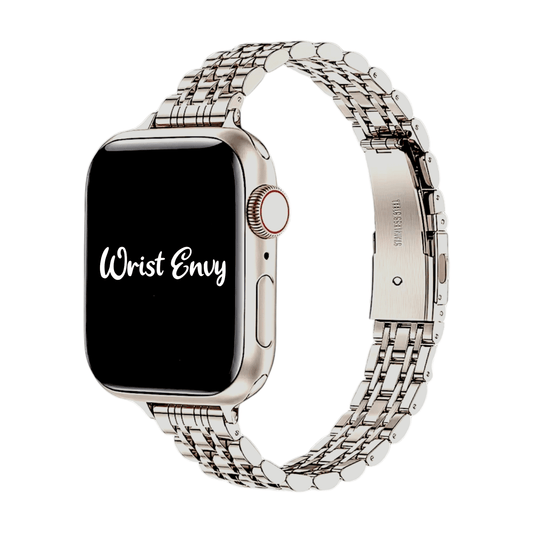 Slim Stainless Steel Apple Watch Strap Starlight - Wrist Envy