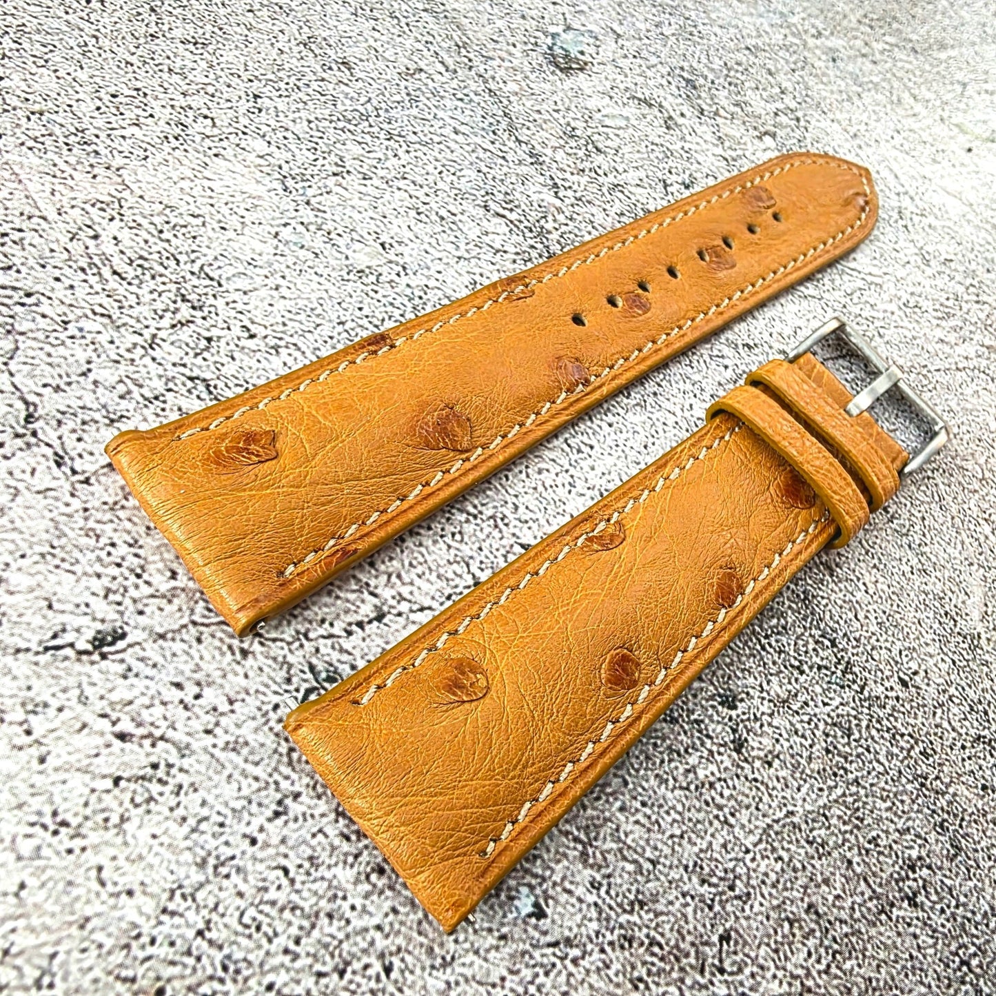 South African Ostrich Strap - Custom Ready Made - Light Tan - Wrist Envy