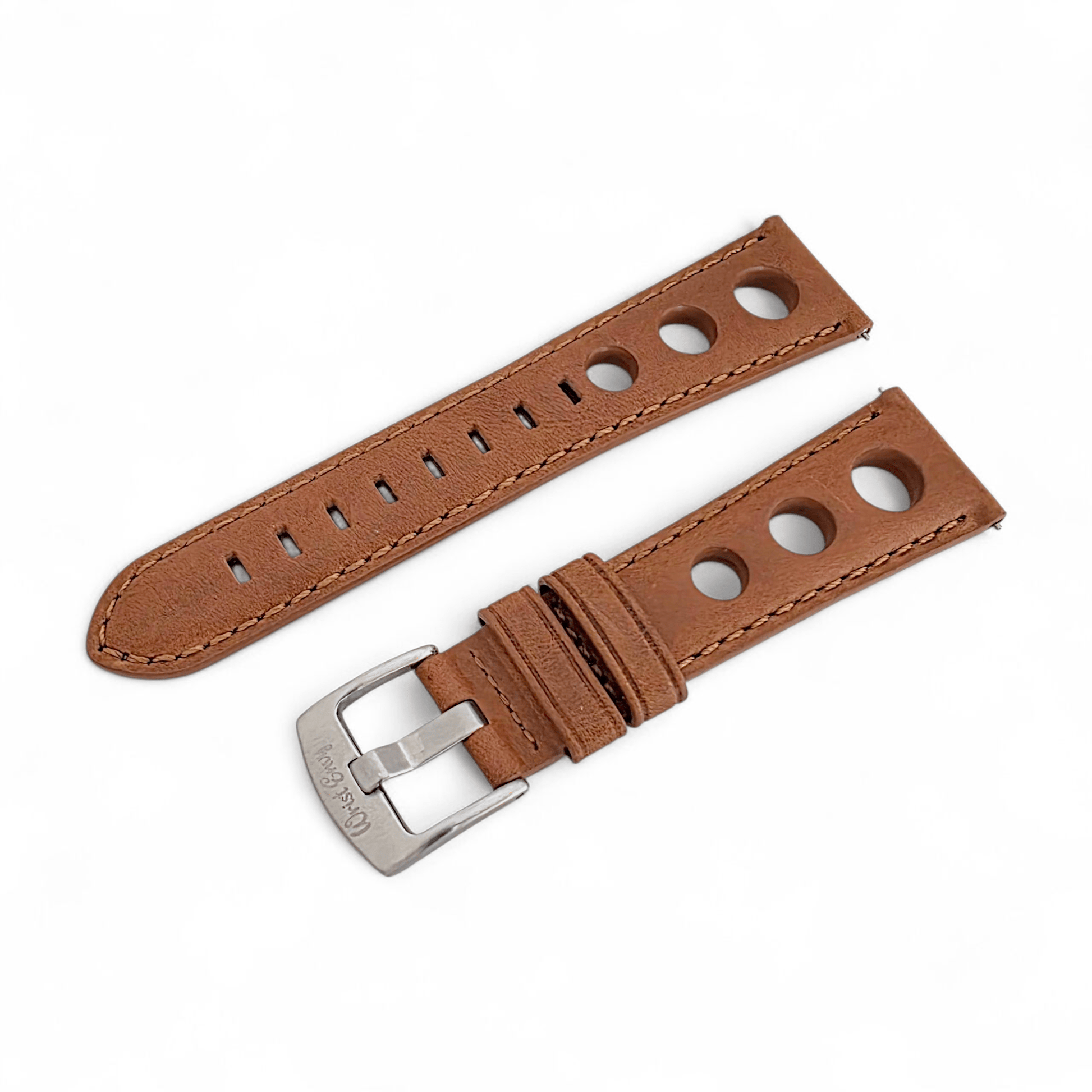 Stirling Horween Leather Rally Watch Strap 20m 22mm Caramel Brown - Wrist Envy