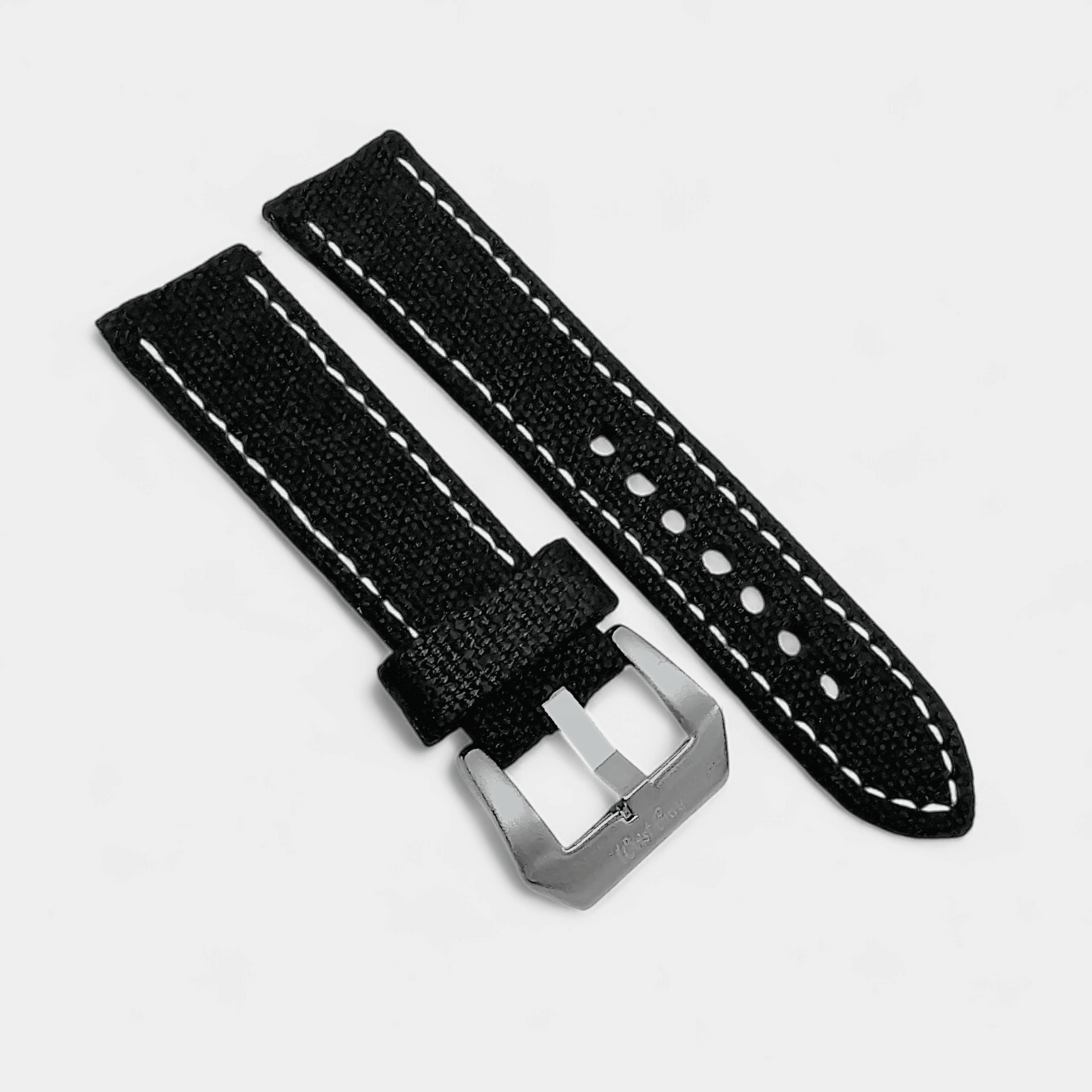 Thick Canvas Watch Strap Band Distressed Black 20mm 22mm - Wrist Envy