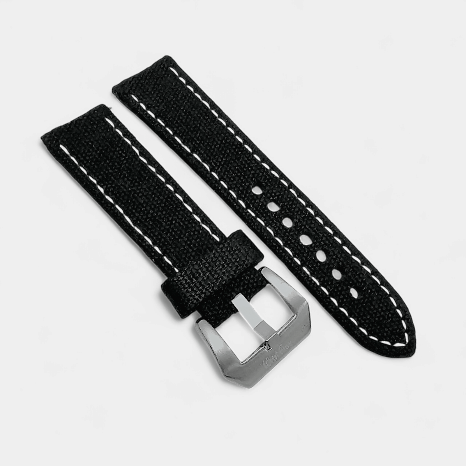 Thick Canvas Watch Strap Band Distressed Black 20mm 22mm - Wrist Envy