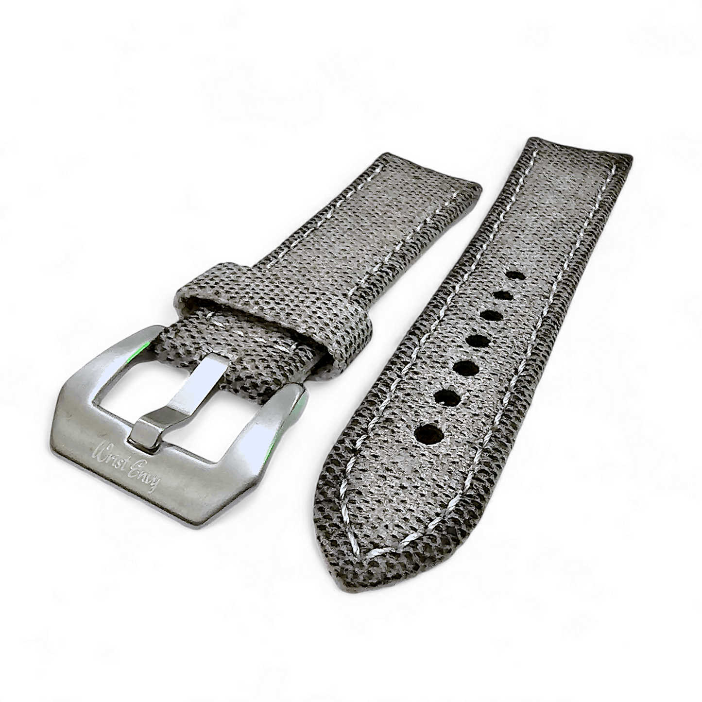 Thick Canvas Watch Strap Band Distressed Grey 20mm 22mm - Wrist Envy