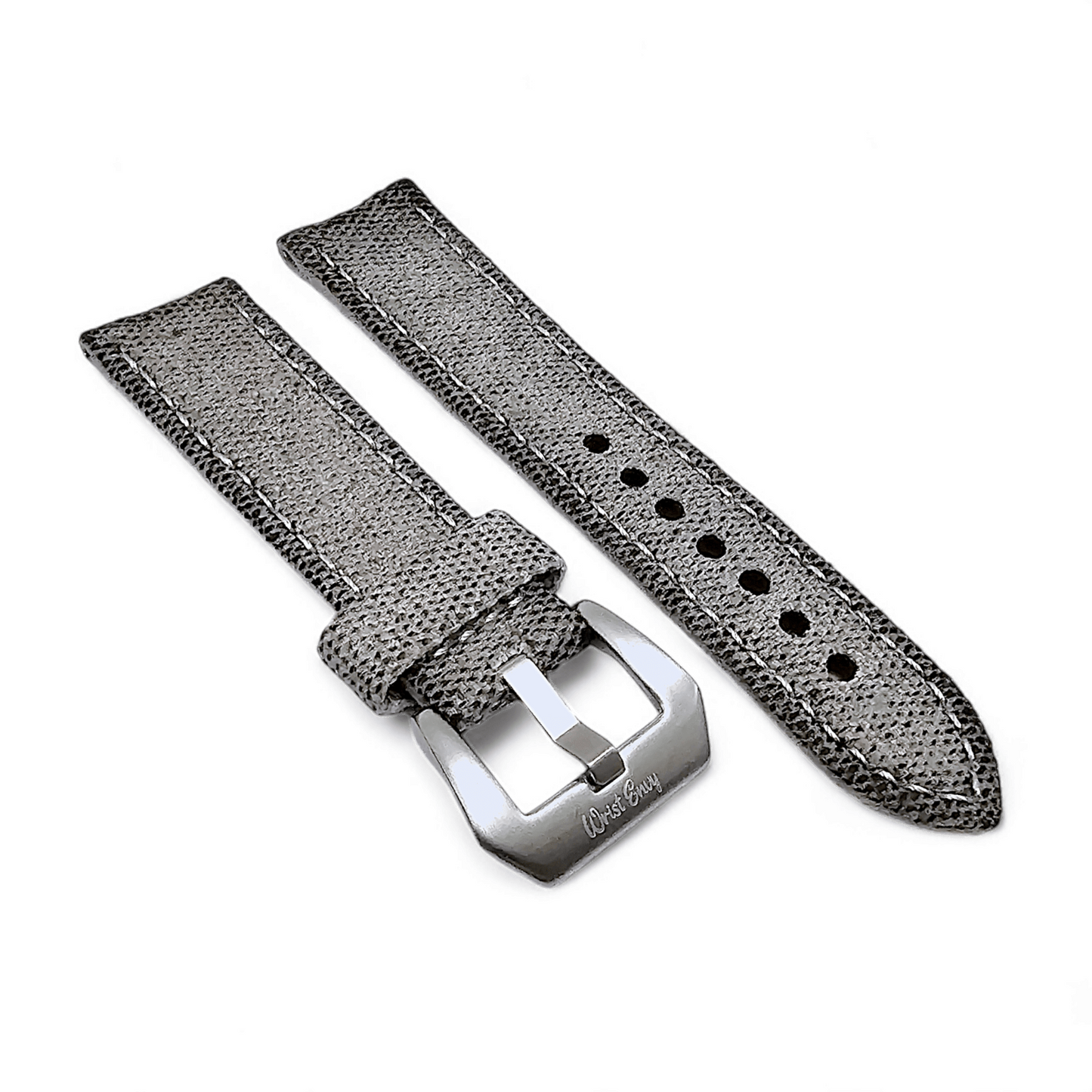 Thick Canvas Watch Strap Band Distressed Grey 20mm 22mm - Wrist Envy