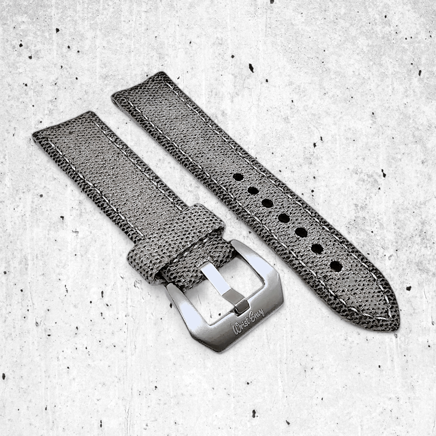 Thick Canvas Watch Strap Band Distressed Grey 20mm 22mm - Wrist Envy