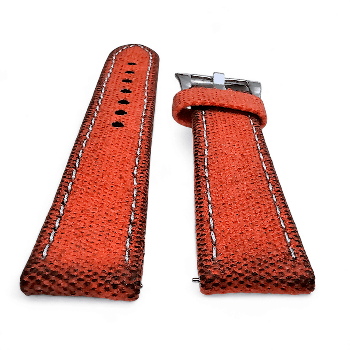 Thick Canvas Watch Strap Distressed Orange 20mm 22mm - Wrist Envy