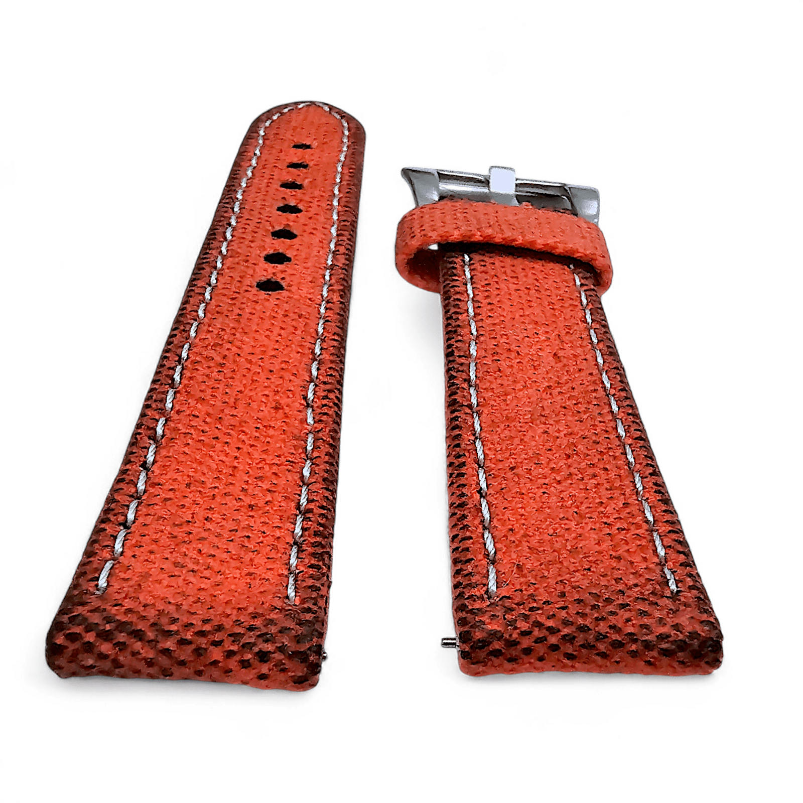 Thick Canvas Watch Strap Distressed Orange 20mm 22mm - Wrist Envy