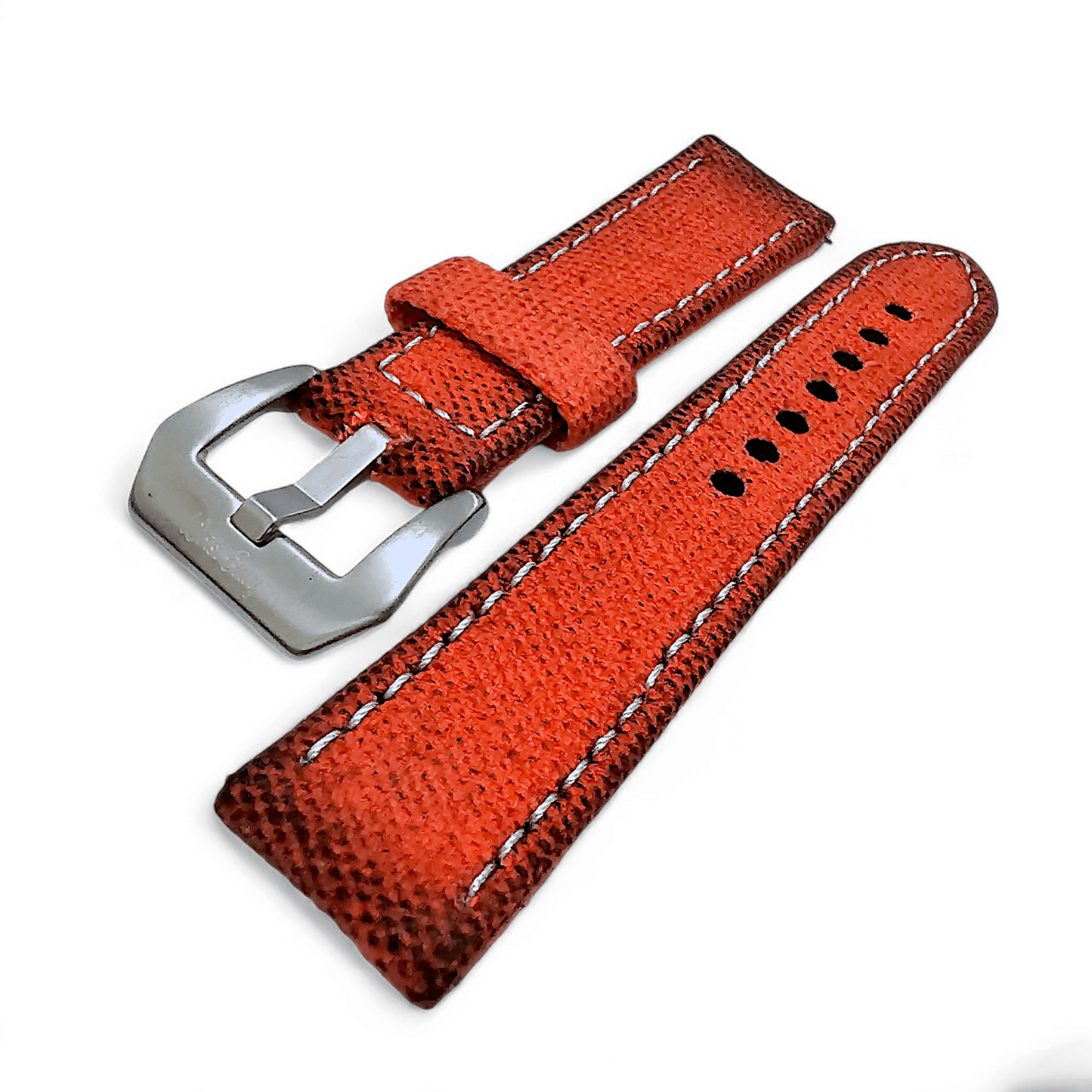 Thick Canvas Watch Strap Distressed Orange 20mm 22mm - Wrist Envy