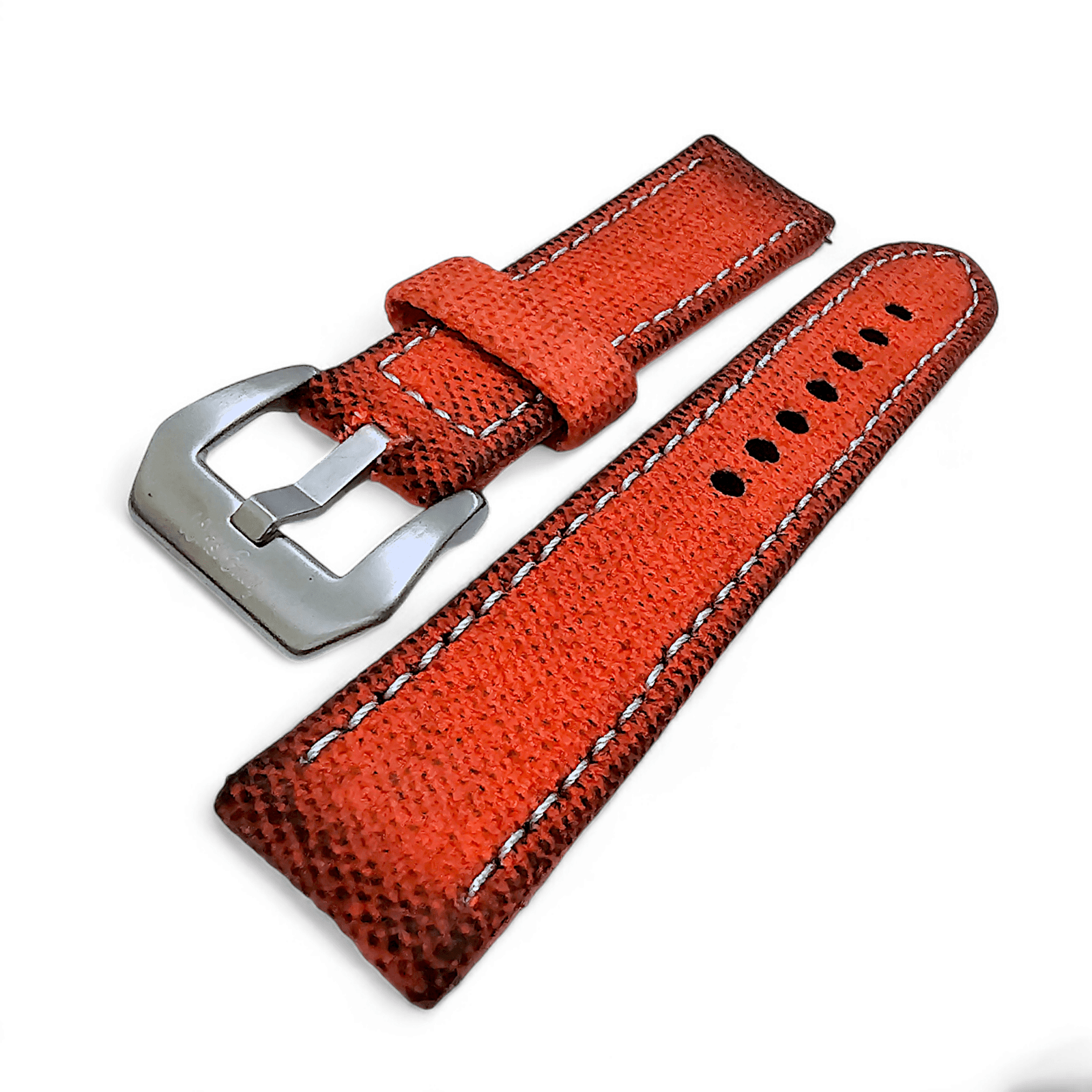 Thick Canvas Watch Strap Distressed Orange 20mm 22mm - Wrist Envy