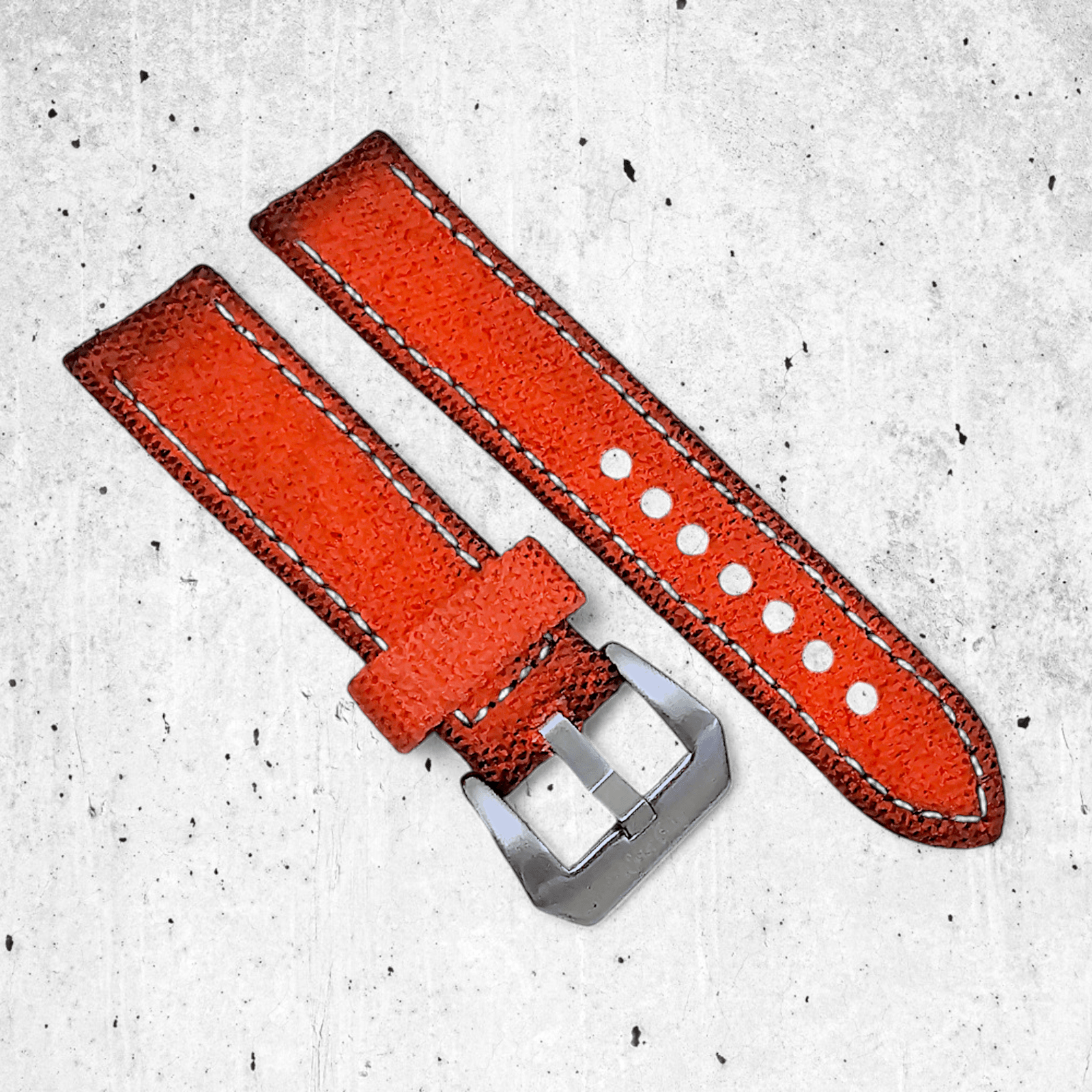 Thick Canvas Watch Strap Distressed Orange 20mm 22mm - Wrist Envy