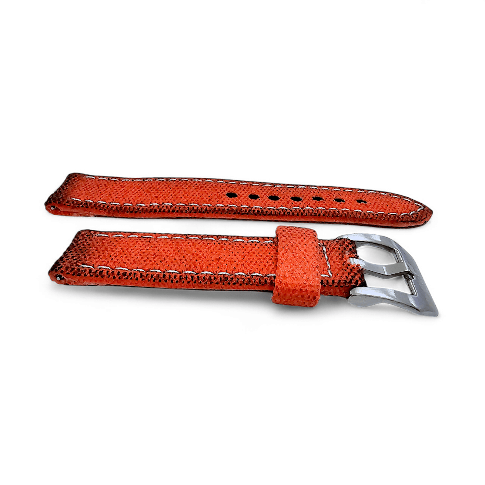 Thick Canvas Watch Strap Distressed Orange 20mm 22mm - Wrist Envy