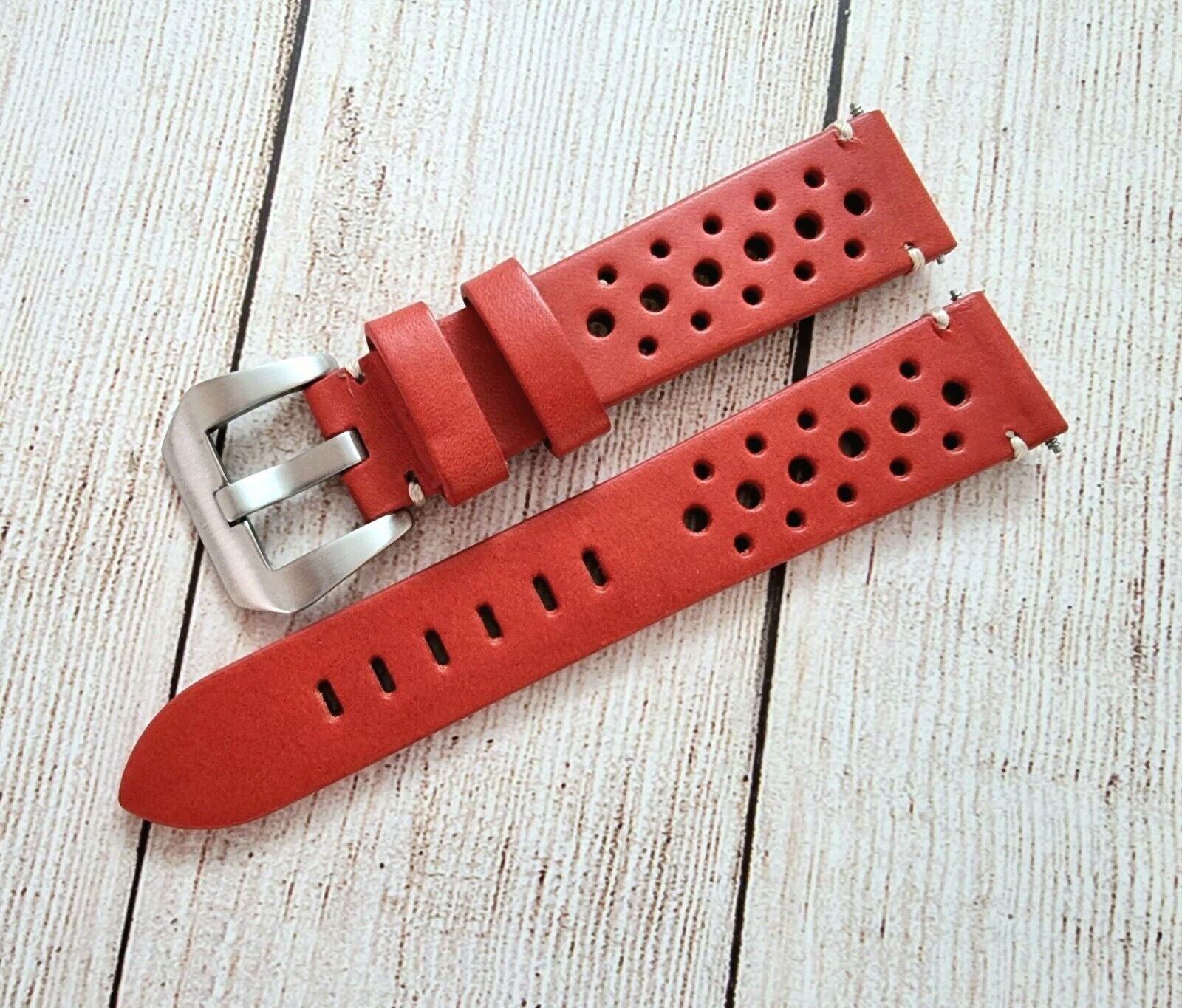 Top Grain Leather Rally Watch Strap 20mm 22mm 24mm - Wrist Envy