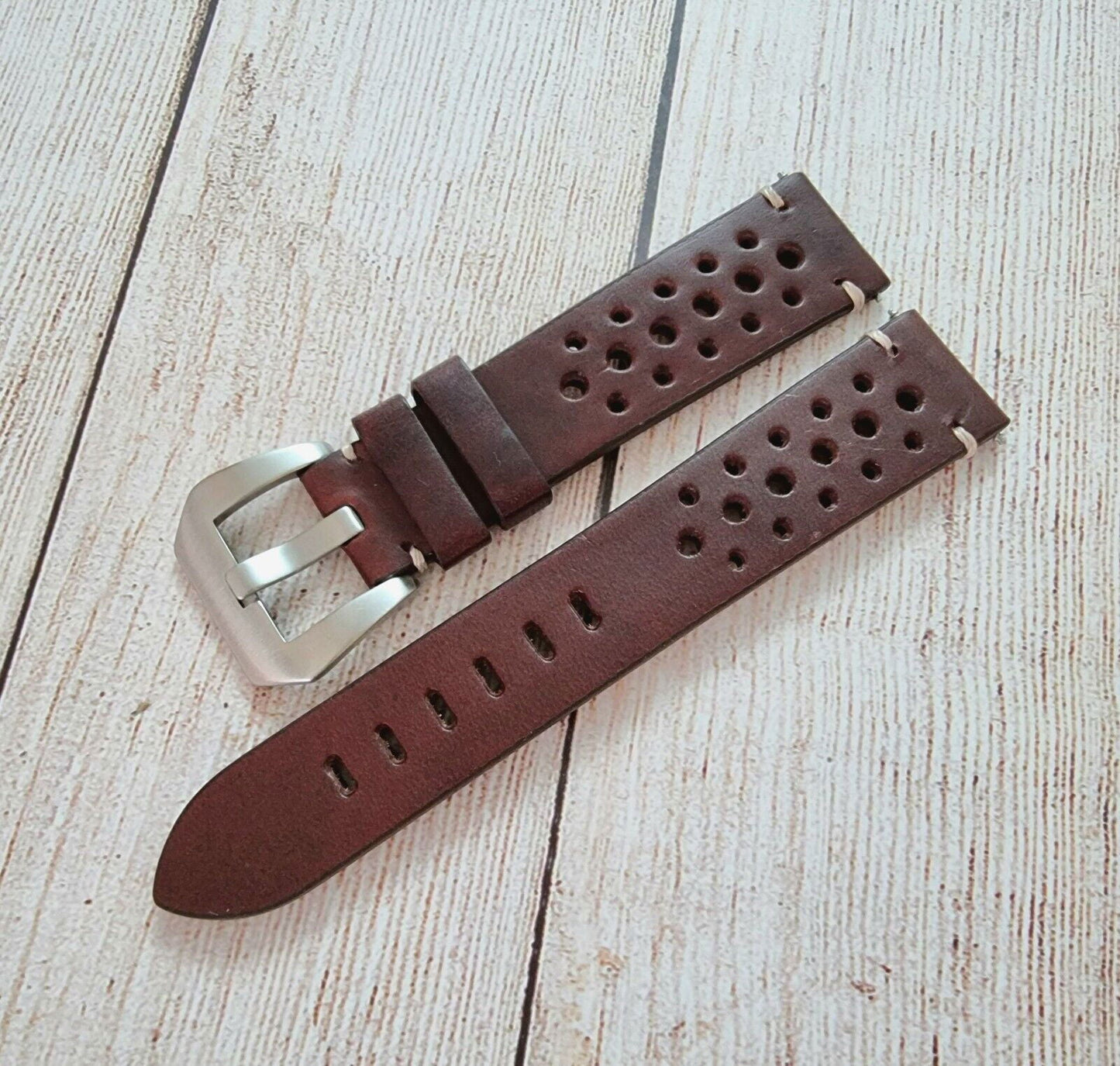 Top Grain Leather Rally Watch Strap 20mm 22mm 24mm - Wrist Envy