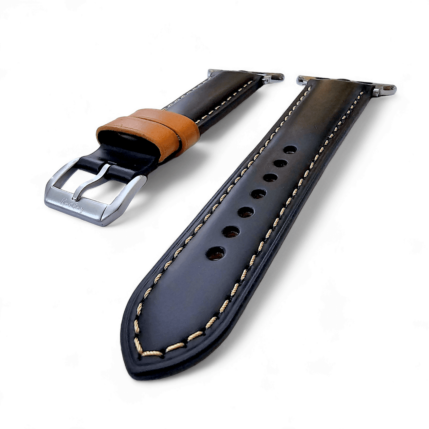 Top Grain Padded Leather Watch Strap For Apple IWatch Black - Wrist Envy