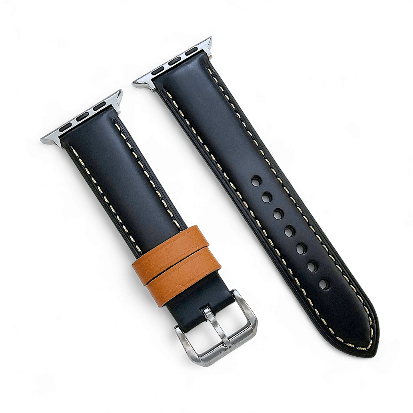 Top Grain Padded Leather Watch Strap For Apple IWatch Black - Wrist Envy