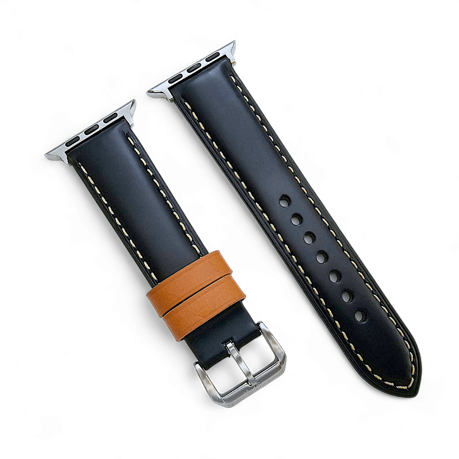 Top Grain Padded Leather Watch Strap For Apple IWatch Black - Wrist Envy