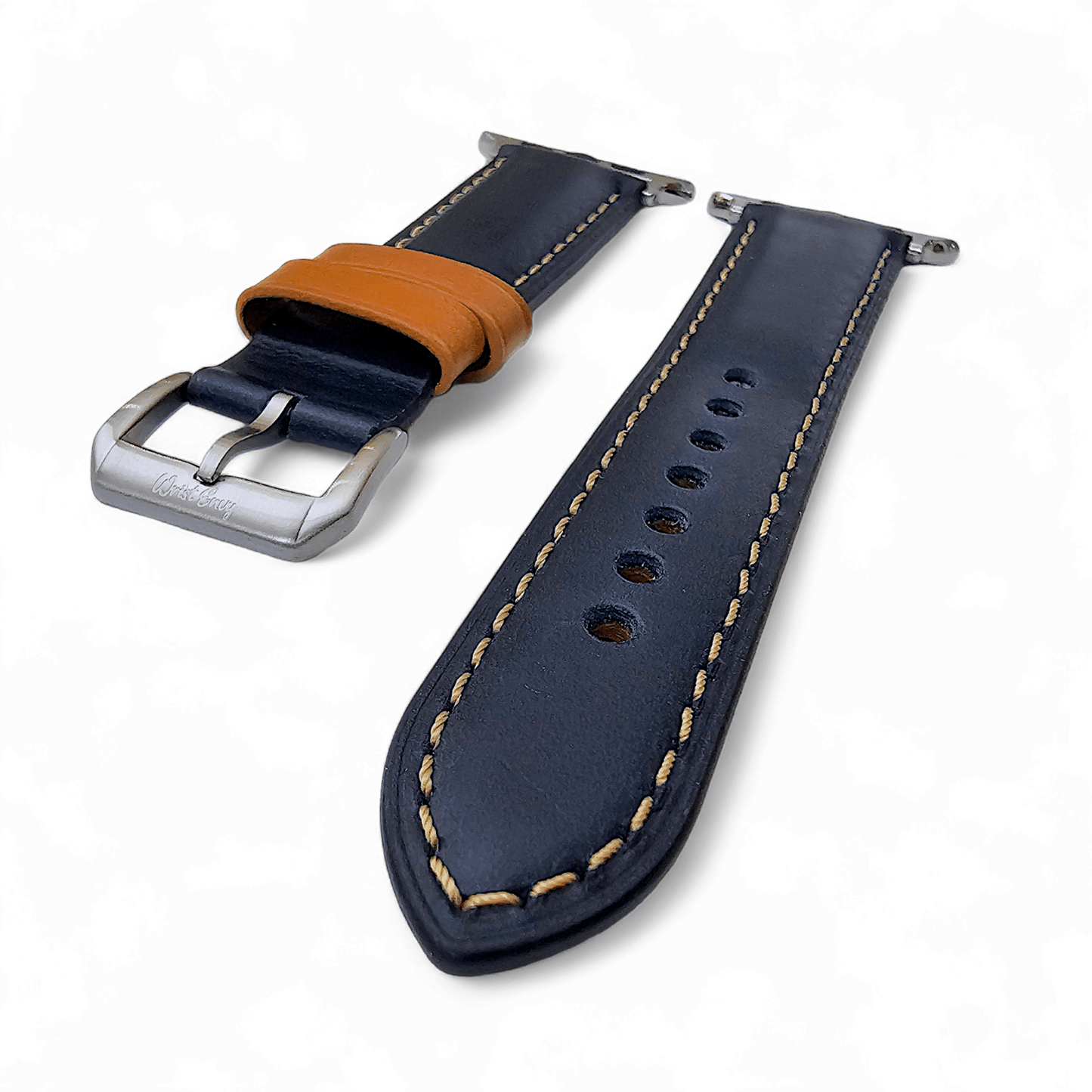 Top Grain Padded Leather Watch Strap For Apple IWatch Blue - Wrist Envy