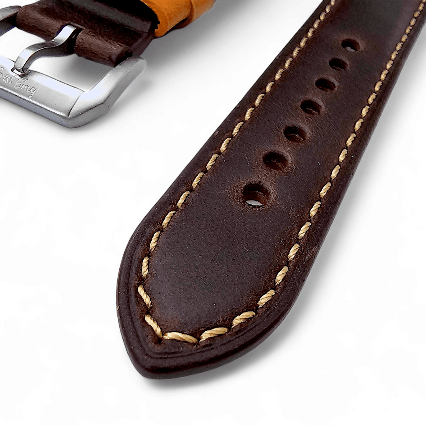 Top Grain Padded Leather Watch Strap For Apple IWatch Brown - Wrist Envy