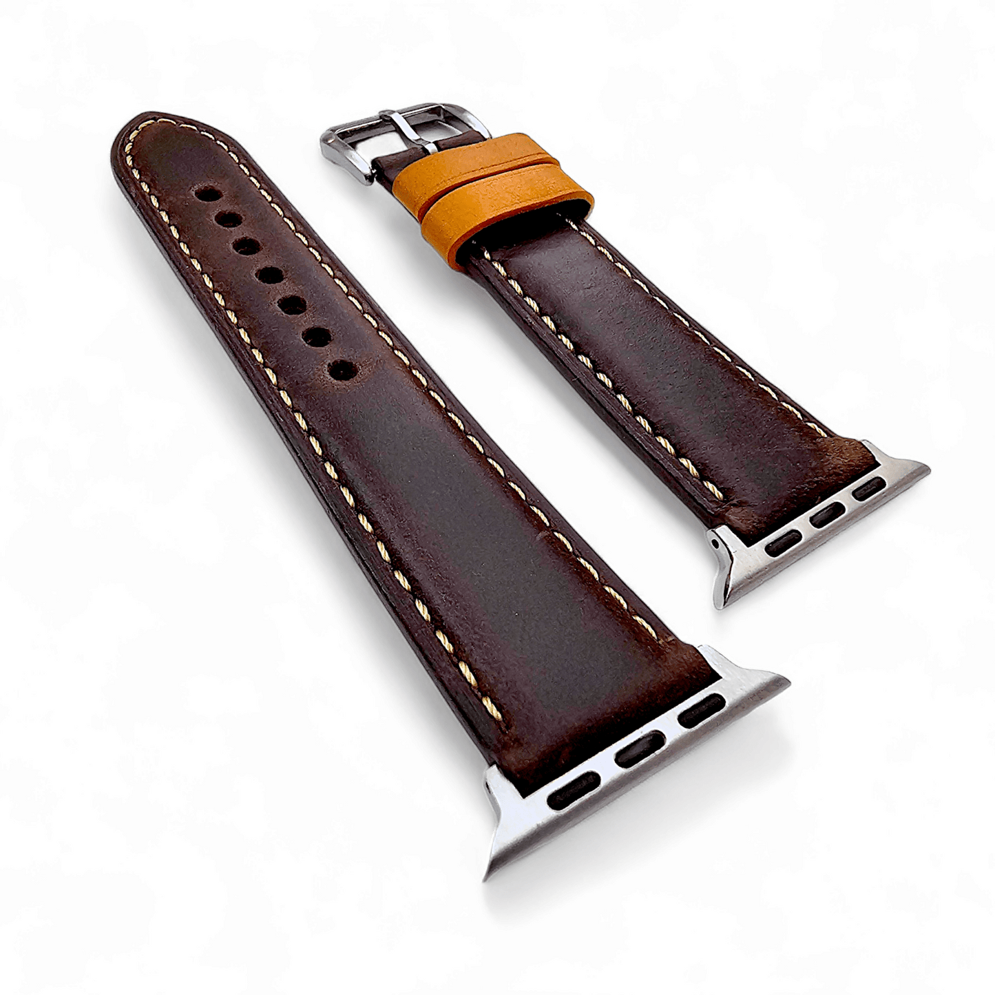 Top Grain Padded Leather Watch Strap For Apple IWatch Brown - Wrist Envy