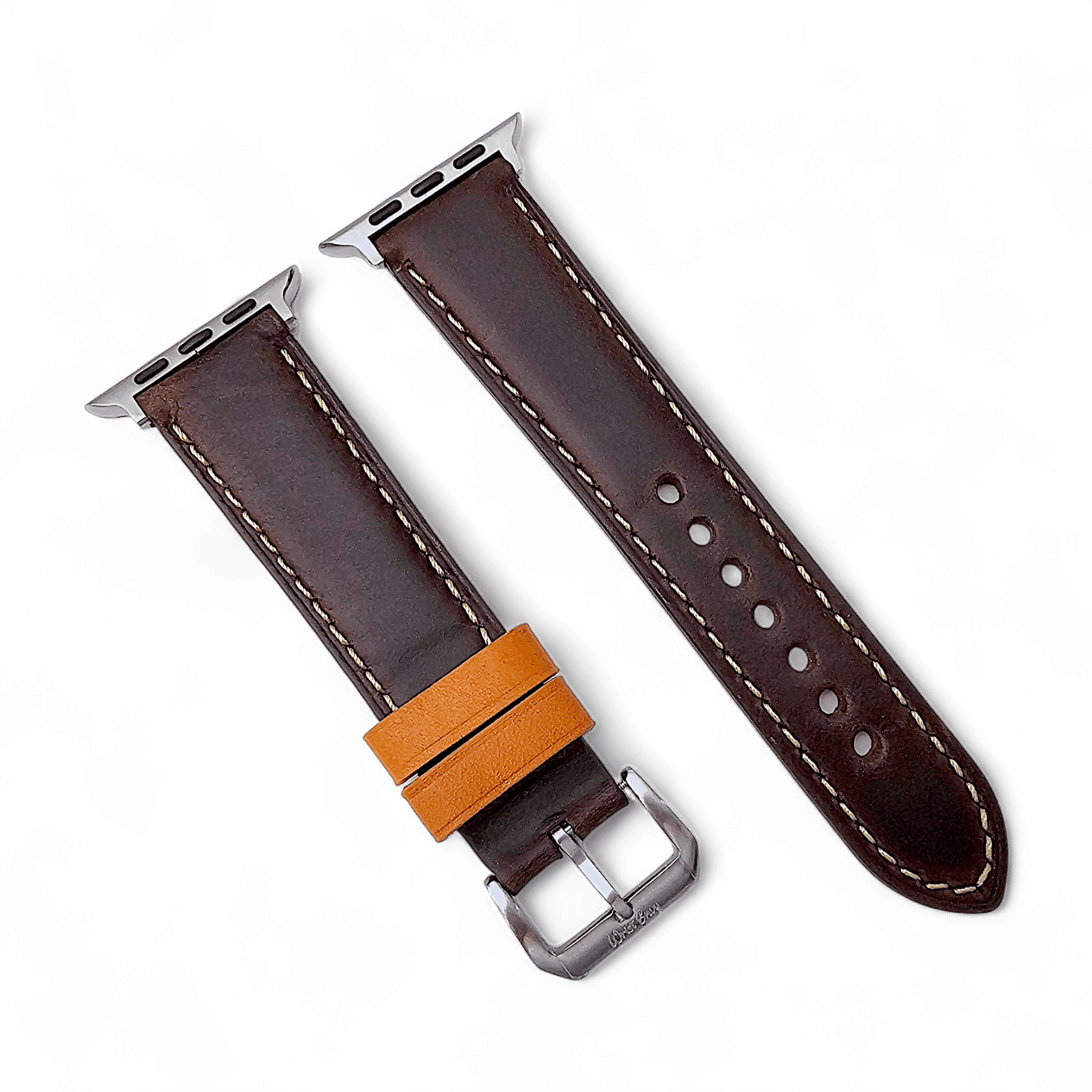 Top Grain Padded Leather Watch Strap For Apple IWatch Brown - Wrist Envy