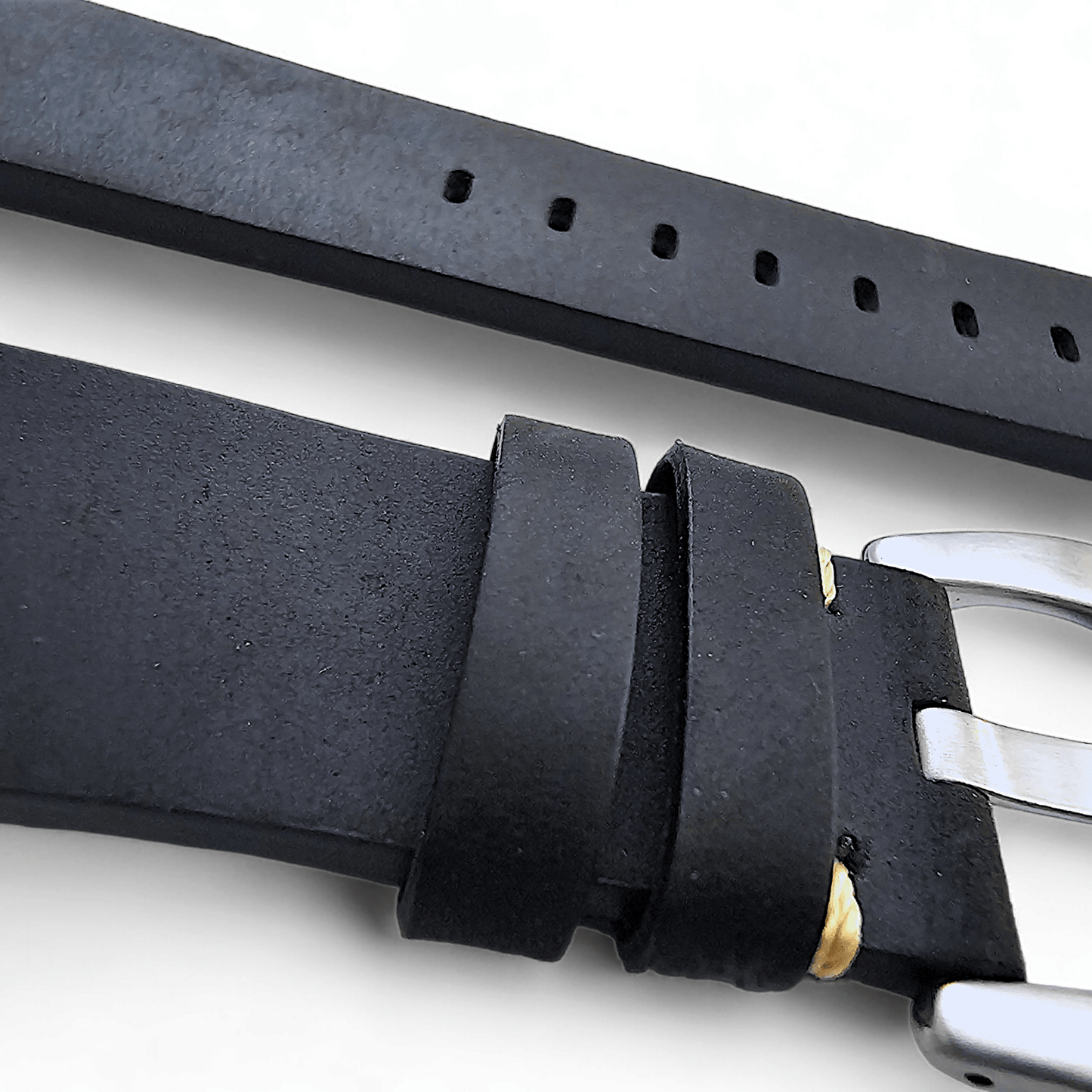 Top Grain Thick Leather Watch Strap For Apple Iwatch Black - Wrist Envy