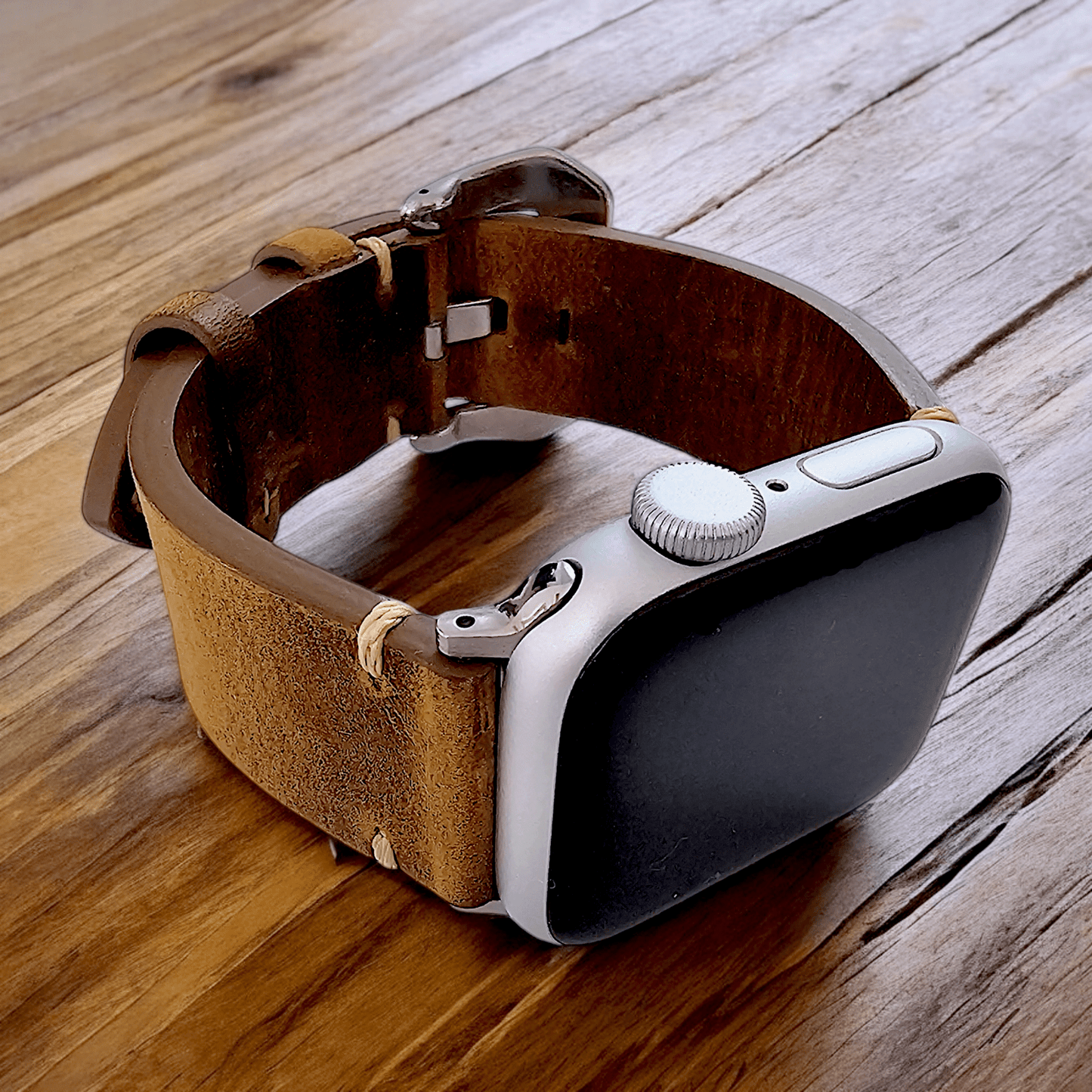 Top Grain Thick Leather Watch Strap For Apple Iwatch Dark Brown - Wrist Envy