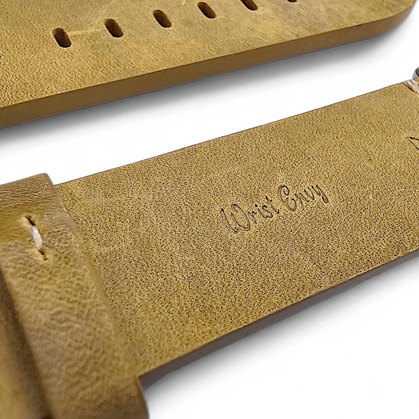 Top Grain Thick Leather Watch Strap For Apple Iwatch Khaki Beige - Wrist Envy